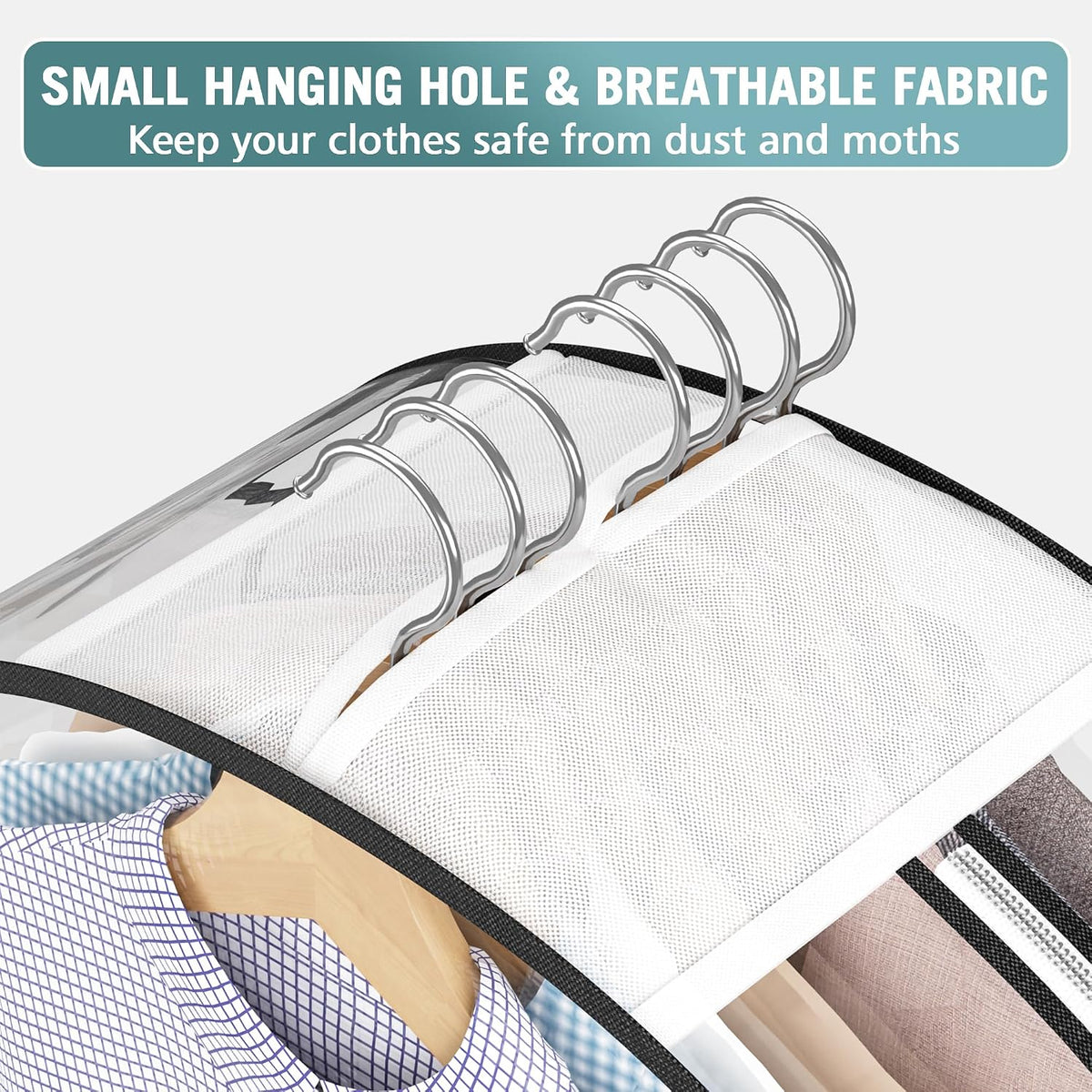 Liuoud Clear Garment Bags for Hanging Clothes 10” Gusseted, 6 Pack, 40”&50”