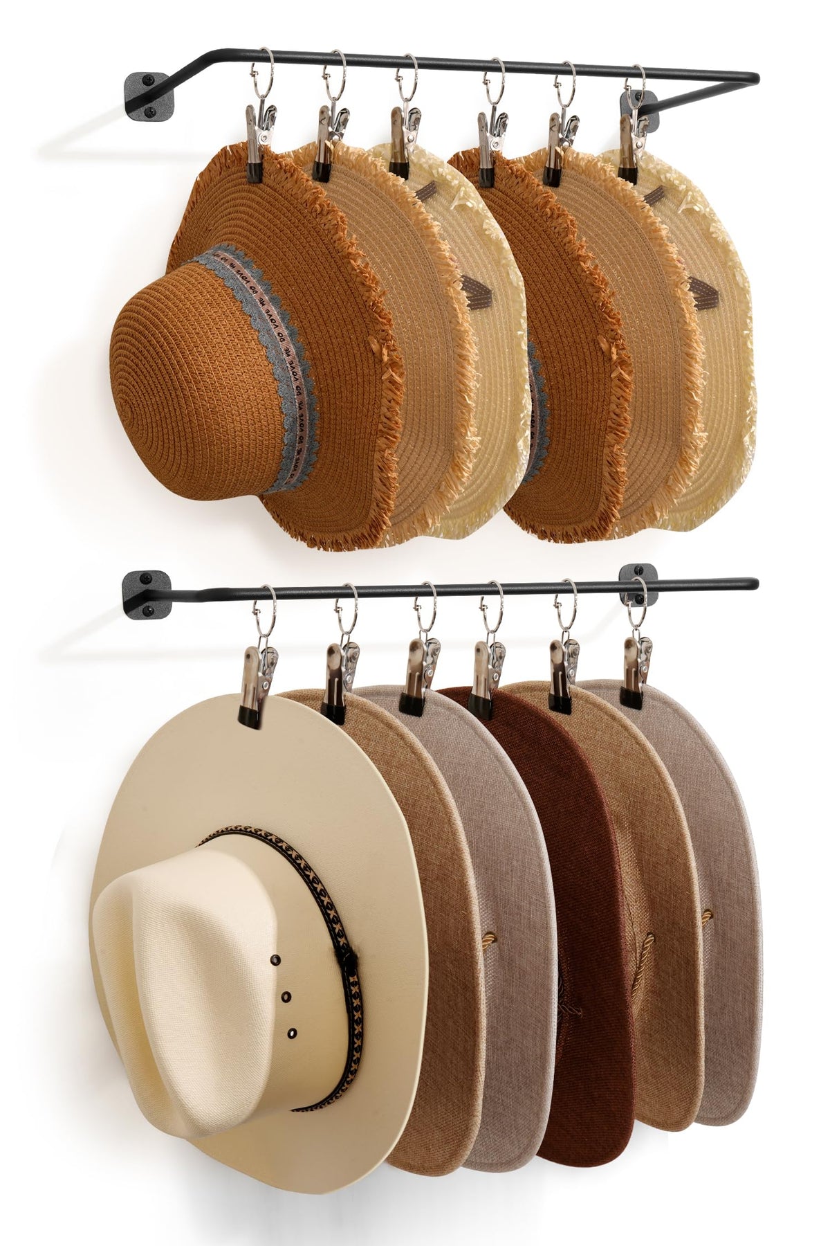 Cowboy Hat Rack for Wall Cowboy Hats Hook 12 Clips Metal Cowboy Hat Hanger