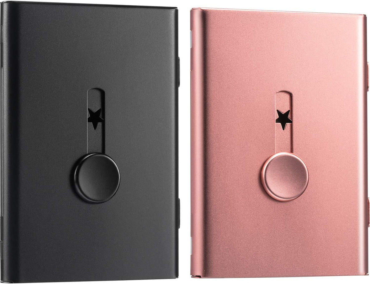 Tatuo 2 Pcs Black/pink Business Card Holder Thumb Drive Stainless Steel