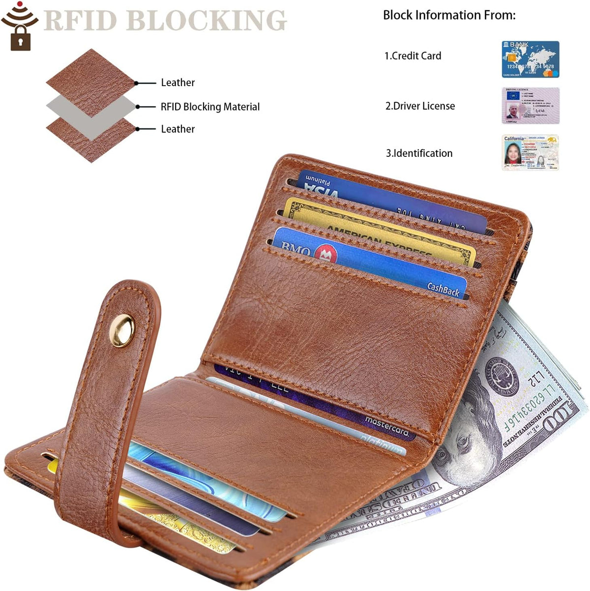 Small Wallets for Women Slim Minimalist Bifold Credit Card Holder