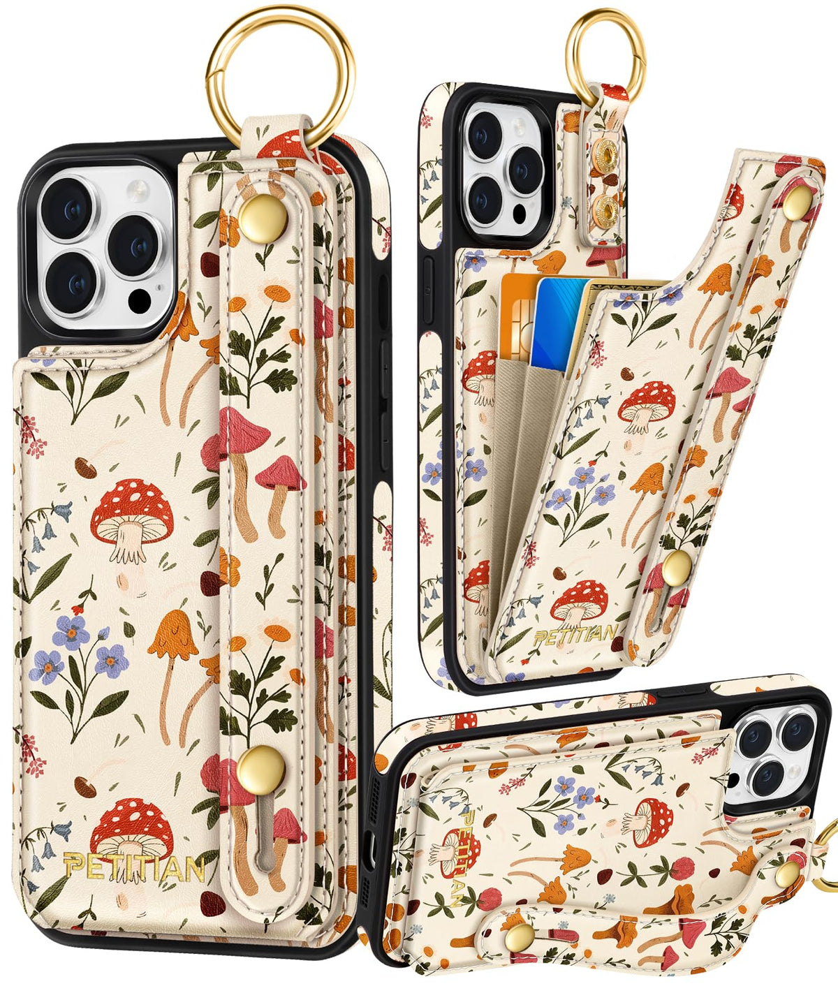 Petitian for iPhone 18 Pro/17 Pro Wallet Case for Women, Vintage Flower