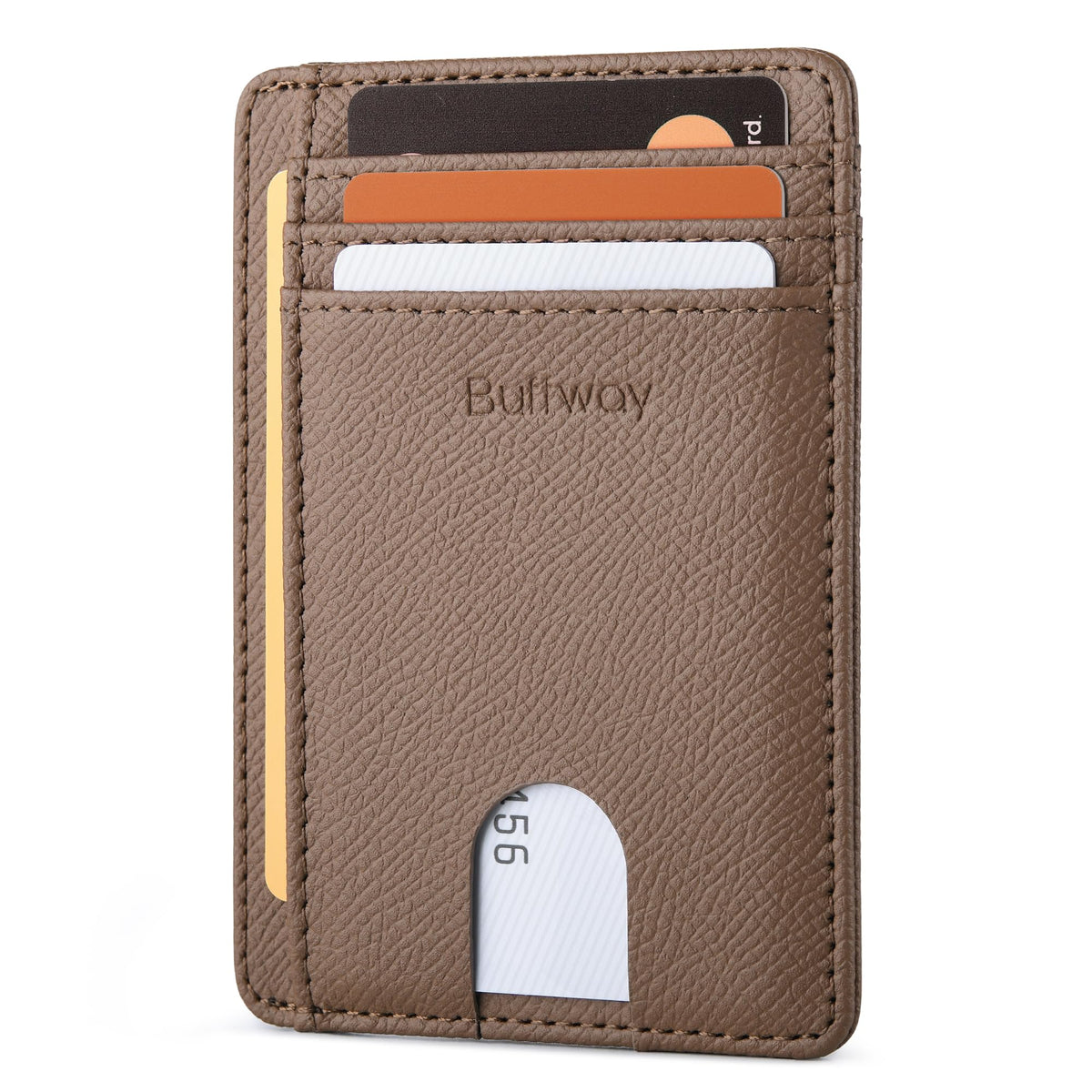 Buffway Slim Minimalist Front Pocket RFID Blocking Leather Wallets for Men and Women - Cross Black