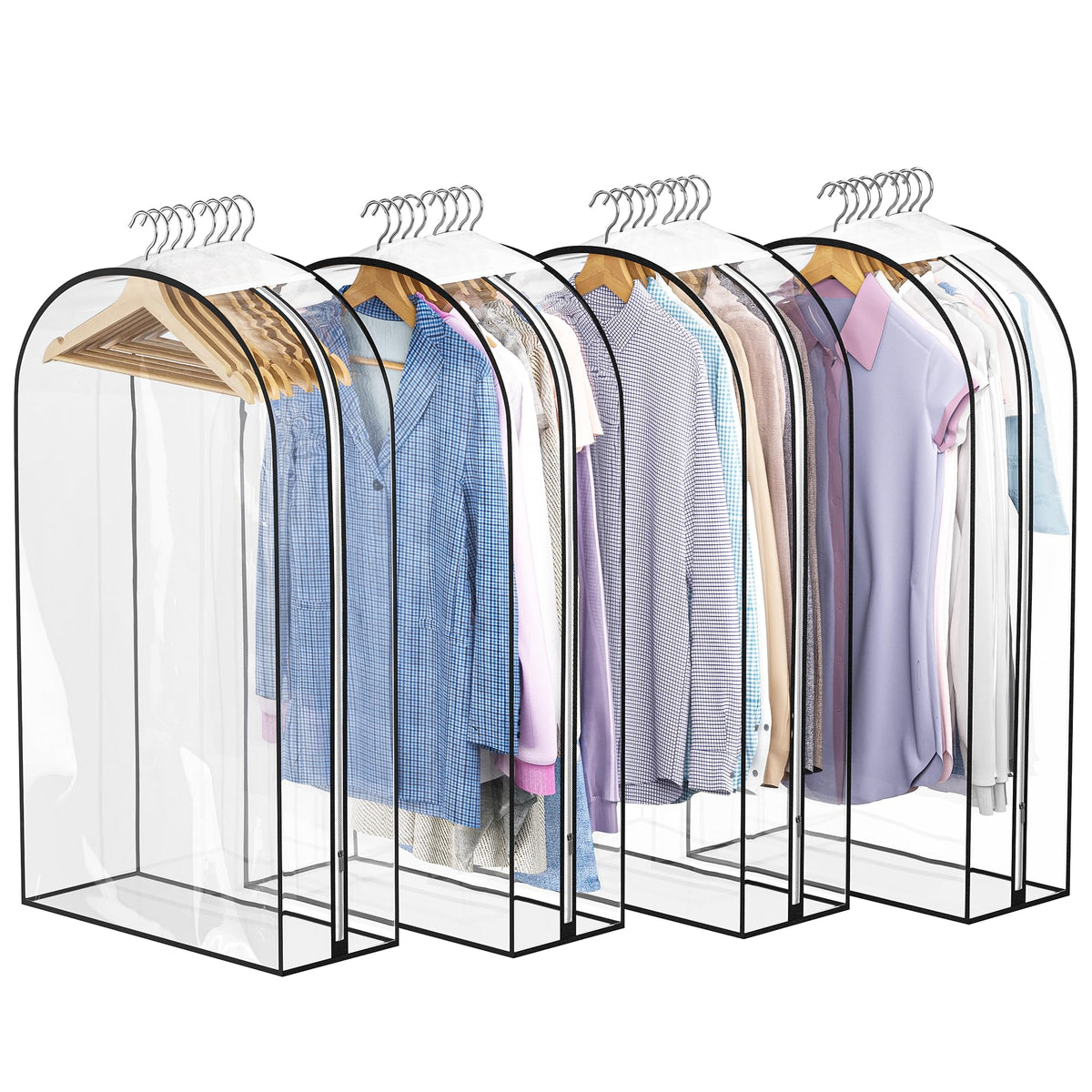 Liuoud Clear Garment Bags for Hanging Clothes 10” Gusseted, 6 Pack, 40”&50”