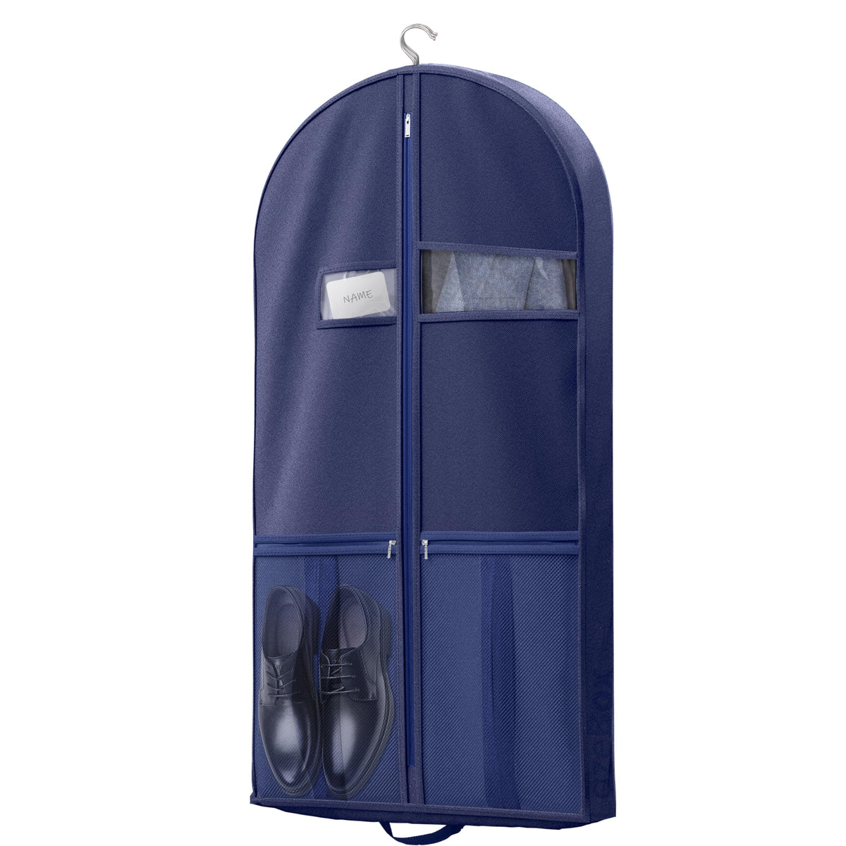 Lazebox 43" Travel Garment Bag with Accessories Zipper Pocket, Heavy Duty Suit Bag for Suits, Tuxedos, Dresses, Coats, Blue, 1 pack