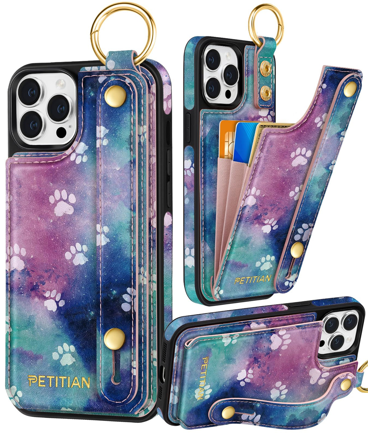 Petitian for iPhone 18 Pro/17 Pro Wallet Case for Women, Vintage Flower