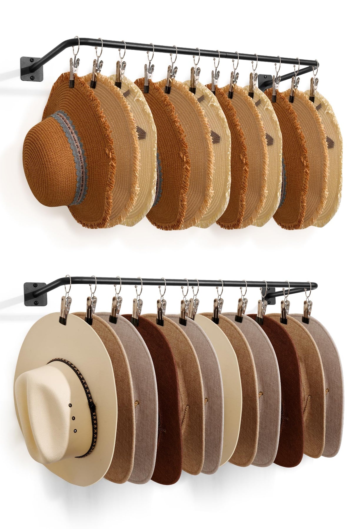 Cowboy Hat Rack for Wall Cowboy Hats Hook 12 Clips Metal Cowboy Hat Hanger