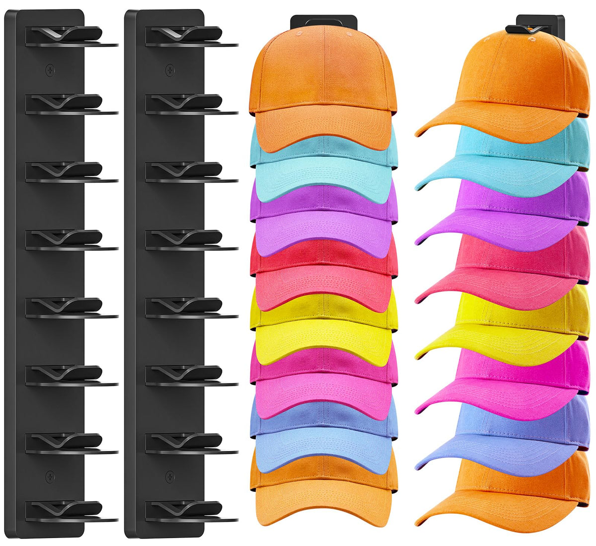 2 Pack Hat Organizer for Baseball Caps, Hat Rack Storage Hold 32 Cap Closet