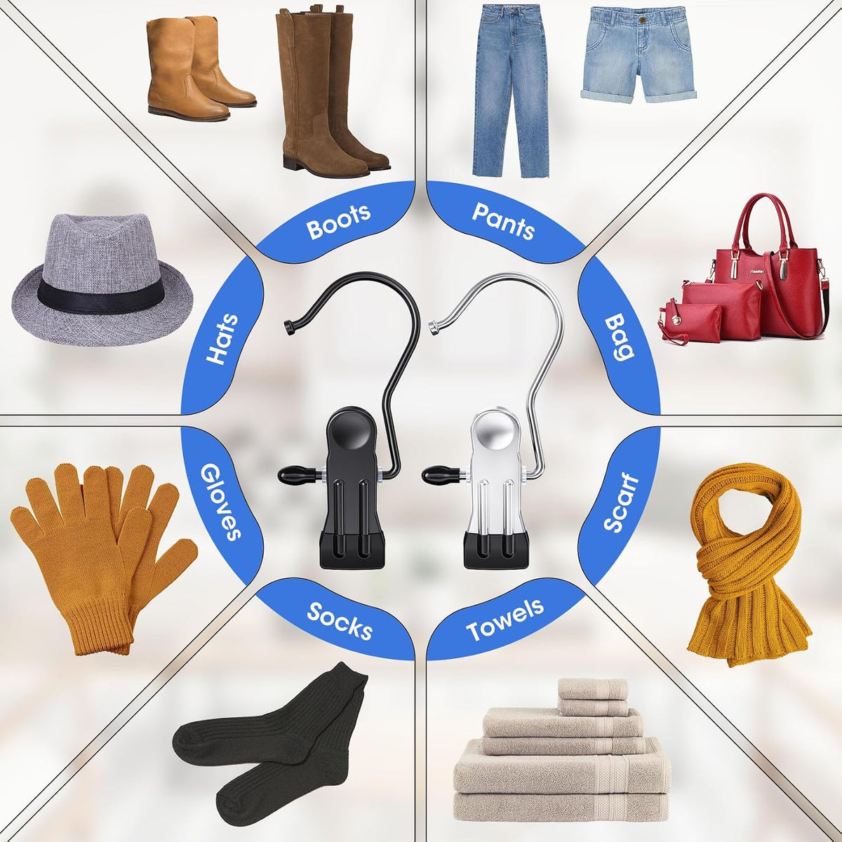36 Pack Boot Hangers Clips for Closet, Heavy Duty Pants Hangers with Clips