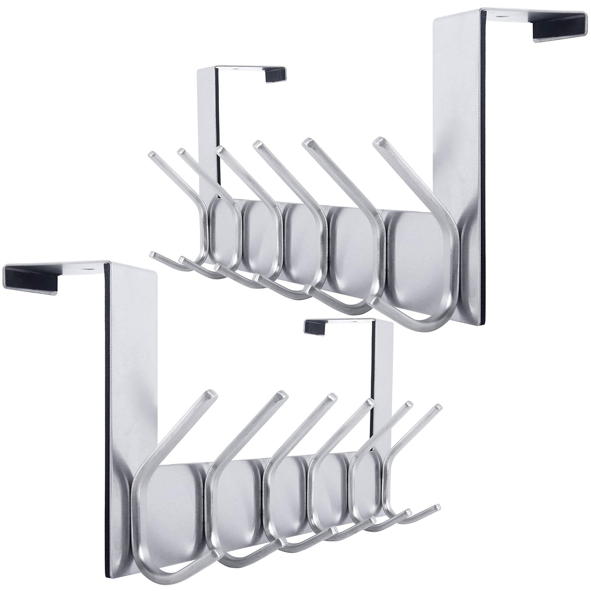 WEBI Over The Door Hooks Door Hanger,Over The Door Towel Rack with 6 Hooks for Hanging,Door Coat Towel Hanger Door Coat Rack,Black