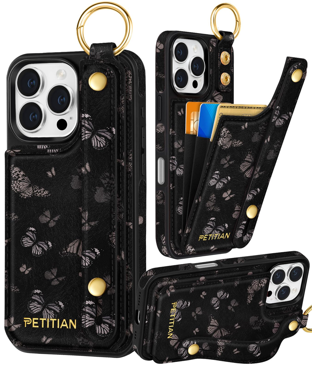 Petitian for iPhone 18 Pro/17 Pro Wallet Case for Women, Vintage Flower