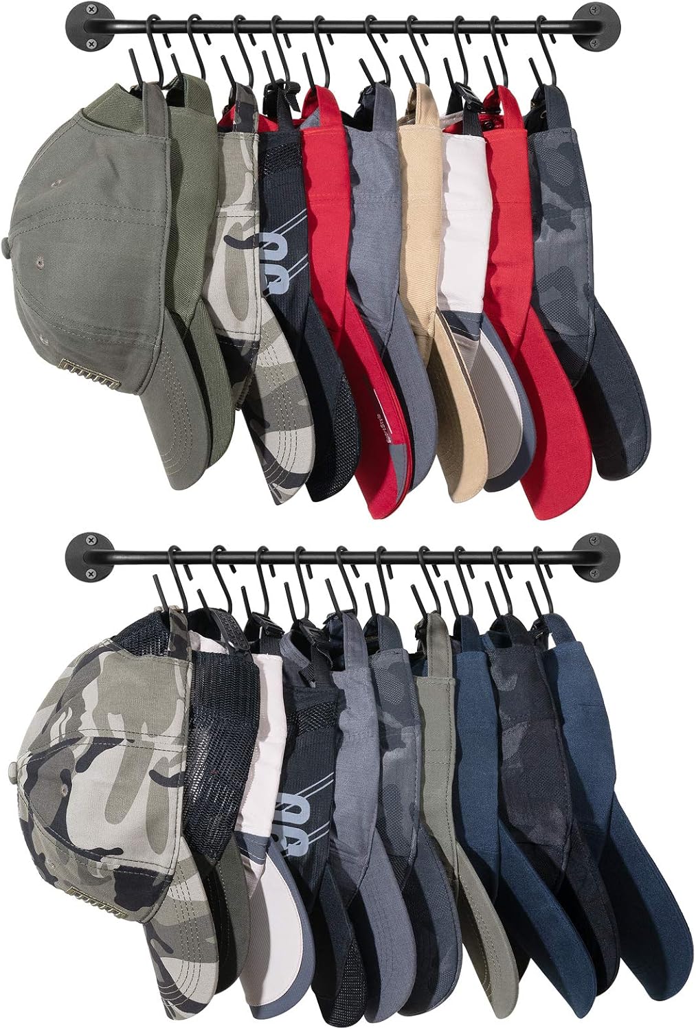Mkono Hat Organizer Hat Rack for Wall Storage Holder with 20 Hooks Set of 2