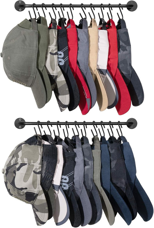 Mkono Hat Organizer Hat Rack for Wall Storage Holder with 20 Hooks Set of 2