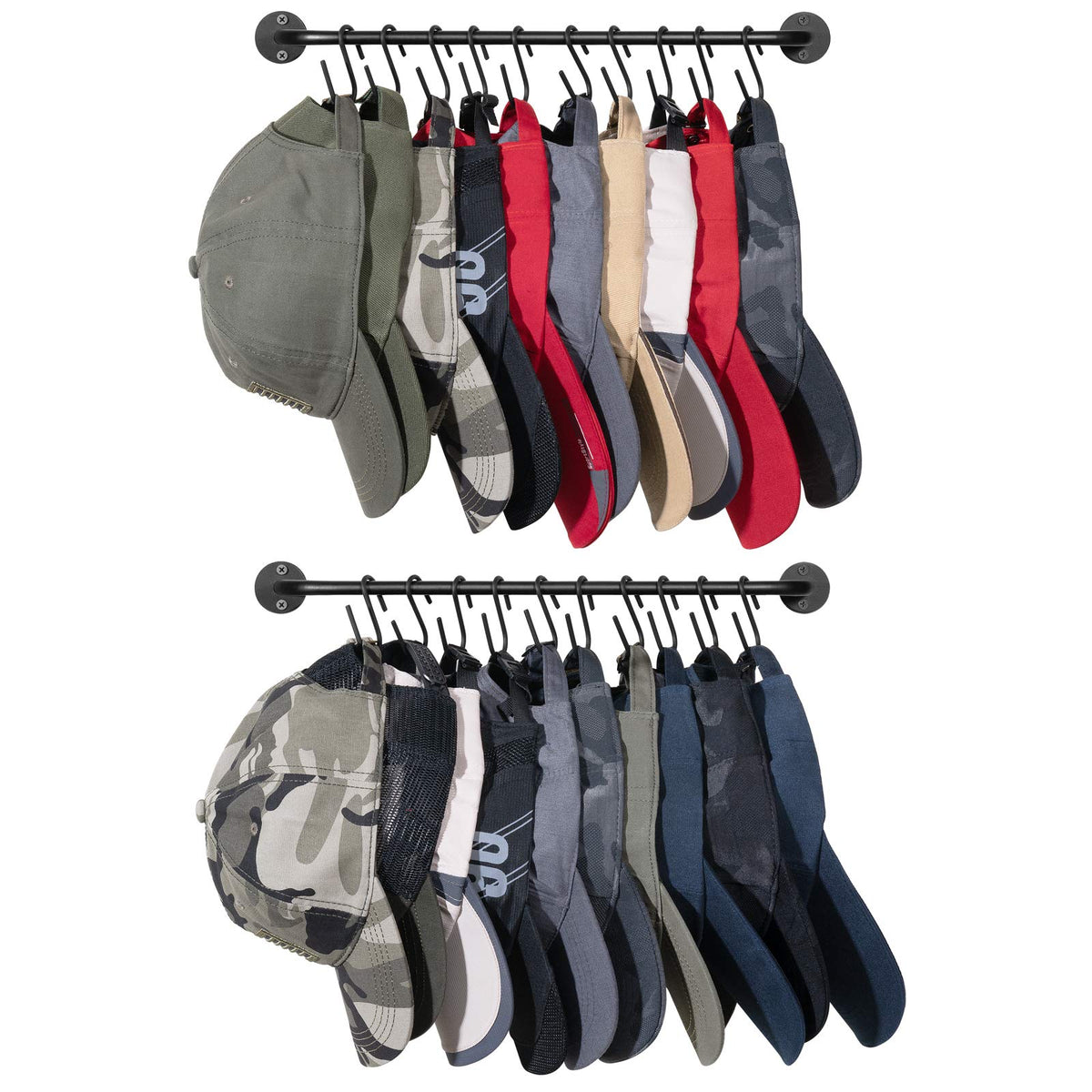 Mkono Hat Organizer Hat Rack for Wall Storage Holder with 30 Hooks Set of 2