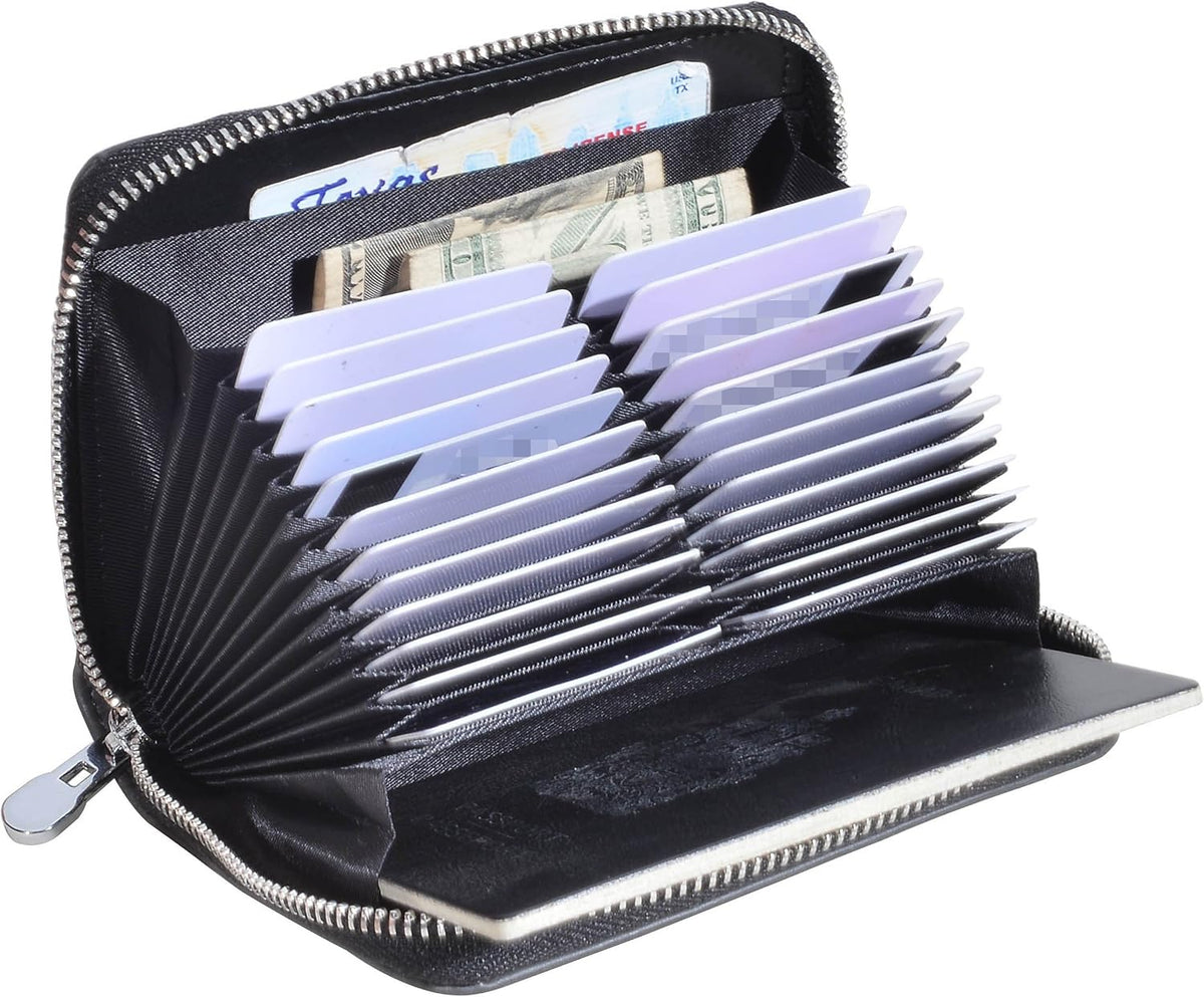 Easyoulife Genuine Leather Credit Card Holder Case RFID Travel Passport Wallet