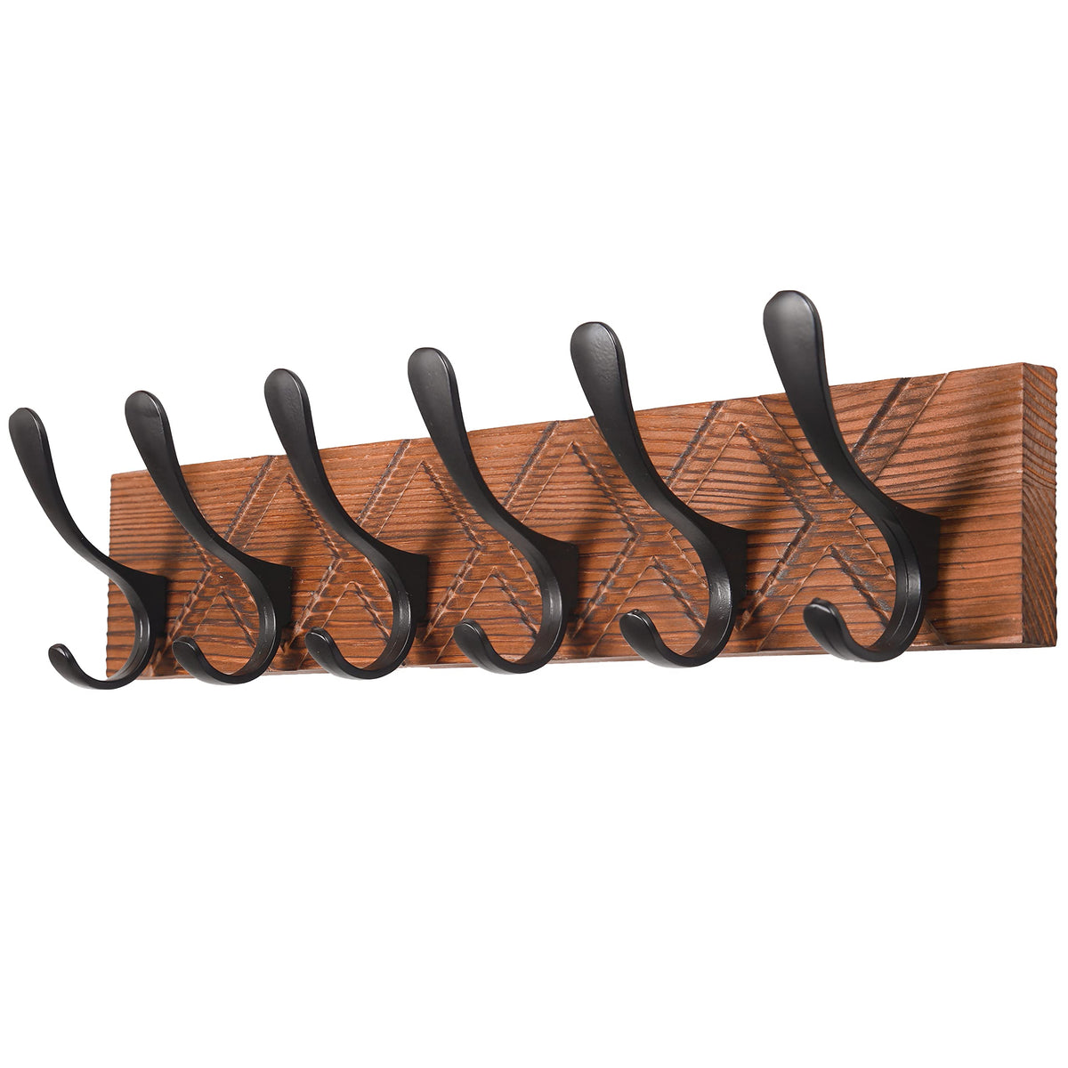 SKOLOO Coat Rack Wall Mount - Wooden White Wall Coat Hook, Wall Coat Hanger Rack with 6 Hooks for Hanging Coats, Hats, Clothing, Scarfs, White