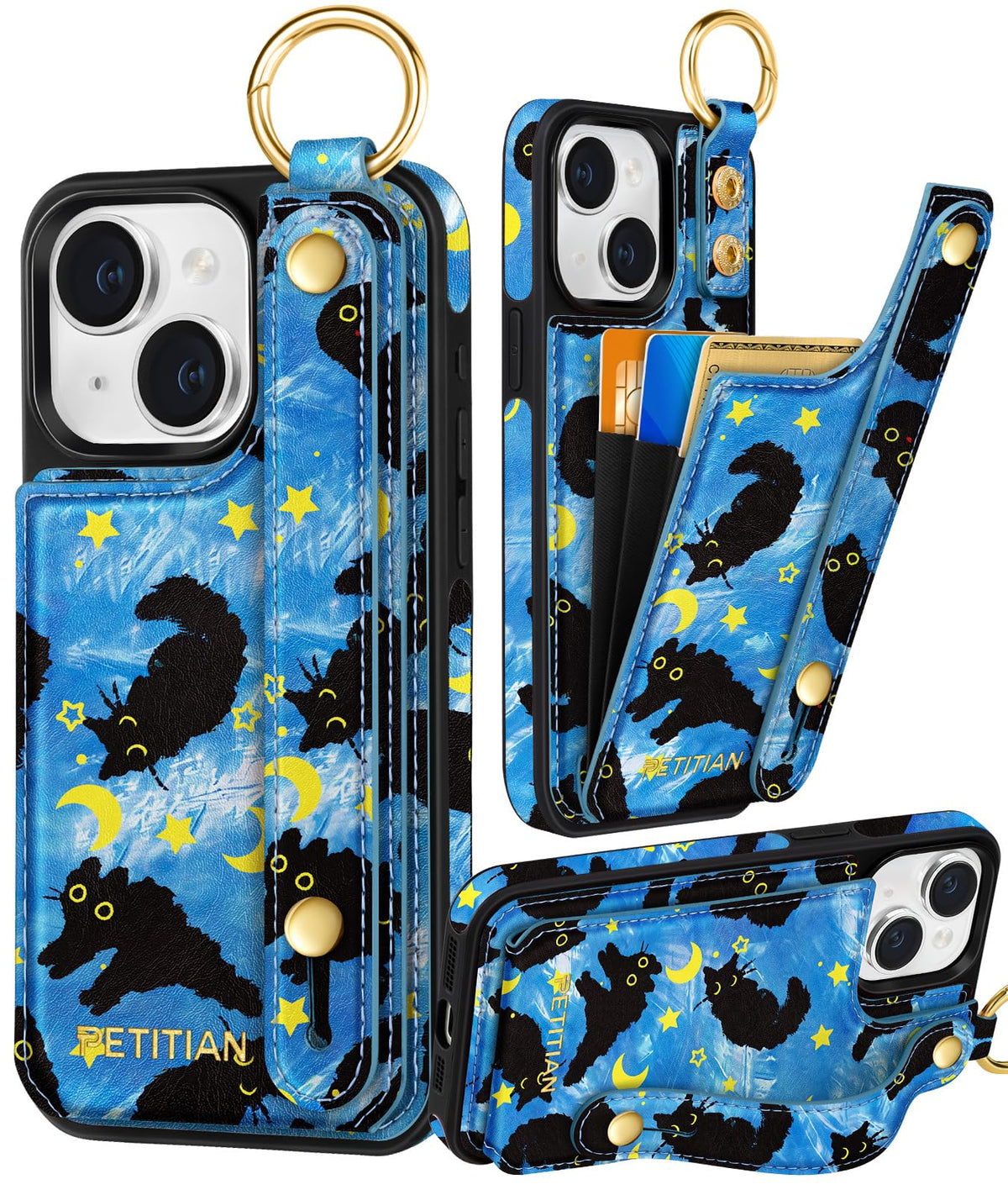 Petitian for iPhone 18 Pro/17 Pro Wallet Case for Women, Vintage Flower