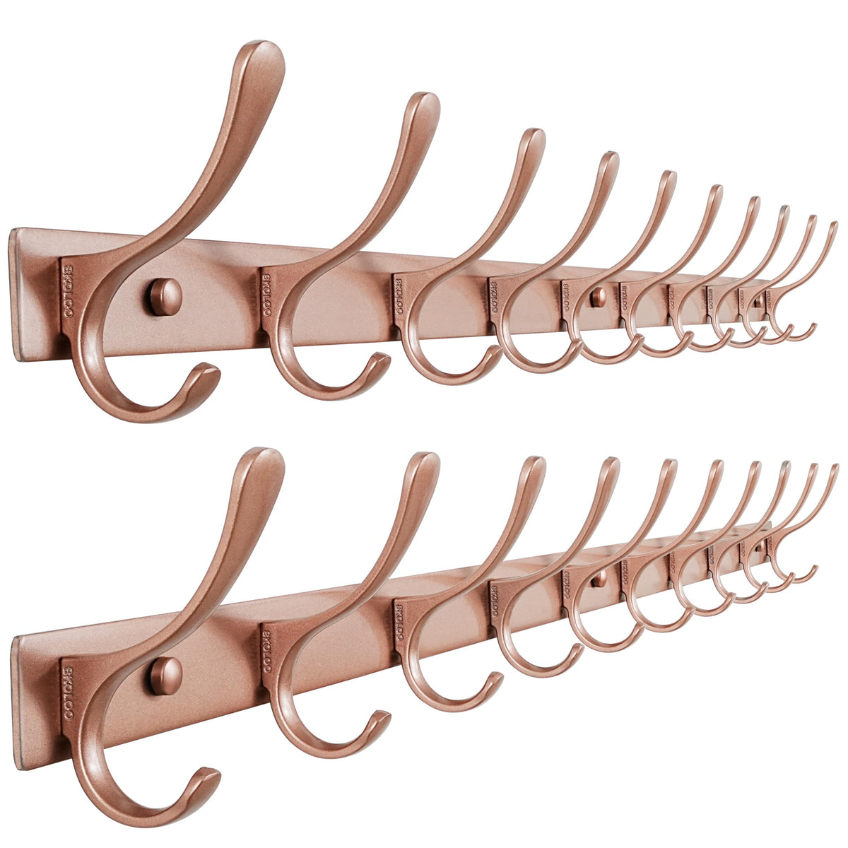 SKOLOO Coat Rack Wall Mounted - 6 Hooks, Heavy Duty, Stainless Steel, Metal Wall Hanger, Sturdy Coat Hooks for Hanging Coats, Jacket, Clothes, Hats - Black