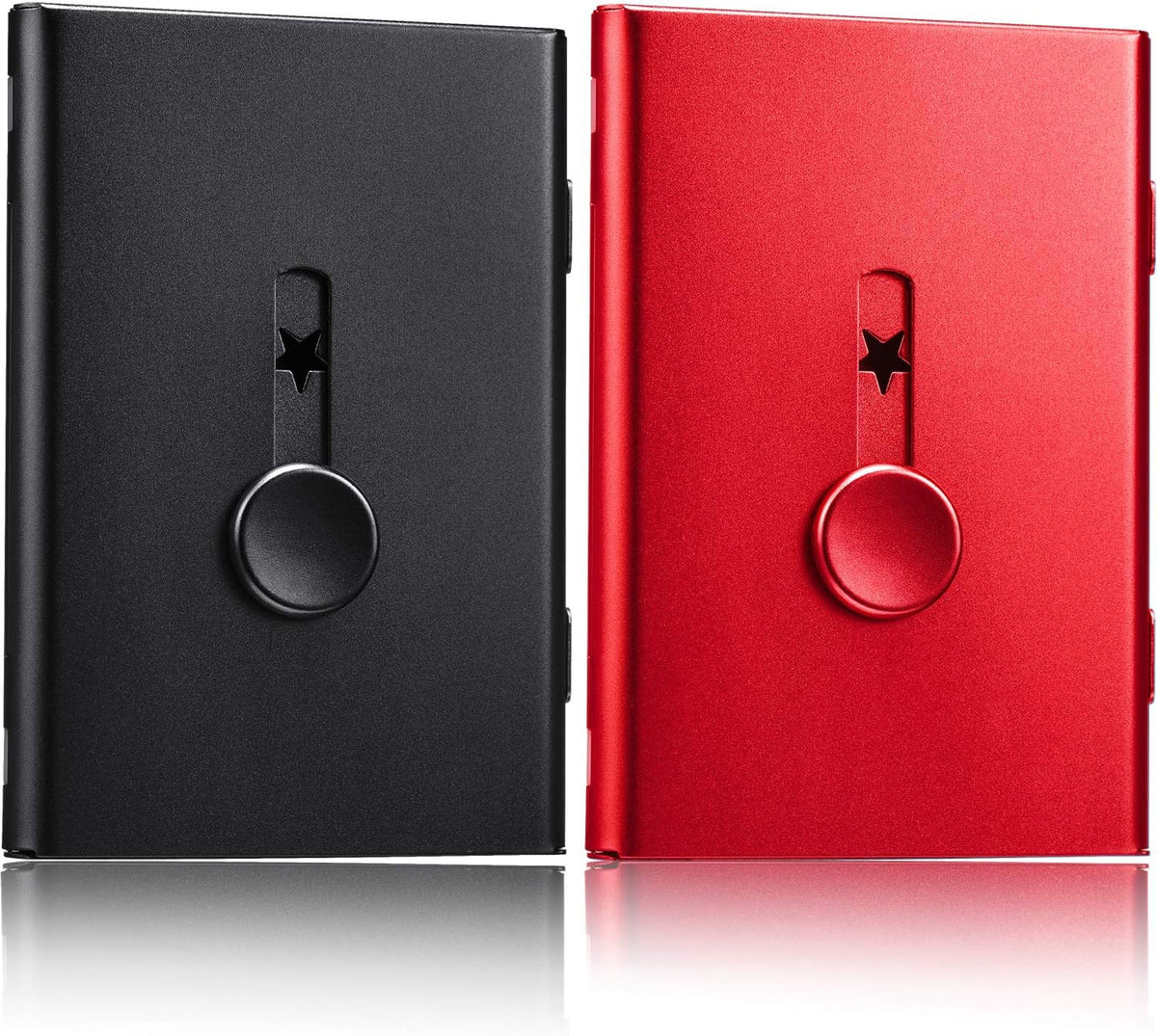 Tatuo 2 Pcs Black/red Business Card Holder Thumb Drive Stainless Steel