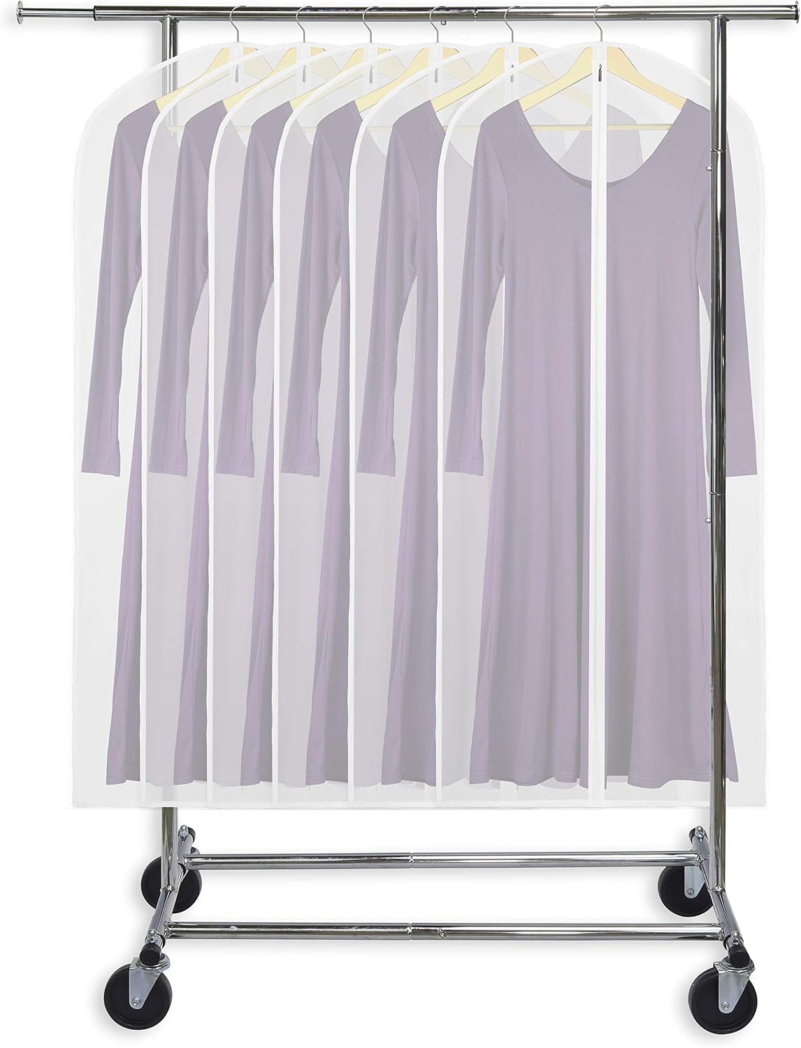 Simple Houseware 50-Inch Translucent Garment Bags with Zipper, 6 Pack