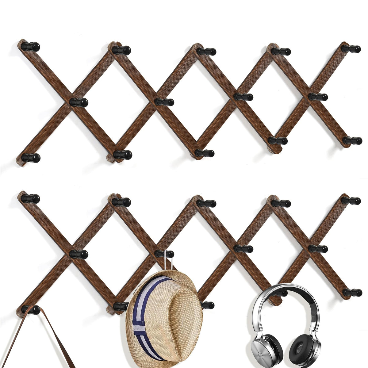 WGFKVAS 2 Pack Accordion Hat Rack for Wall