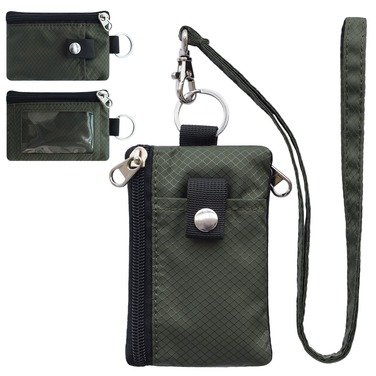 CHENSPRX Minimalist RFID Blocking Small Wallet with ID Window,WaterResistant Zip Id Case Wallet with Lanyard Keychain for Cards,Cash,Travel,Women,Men