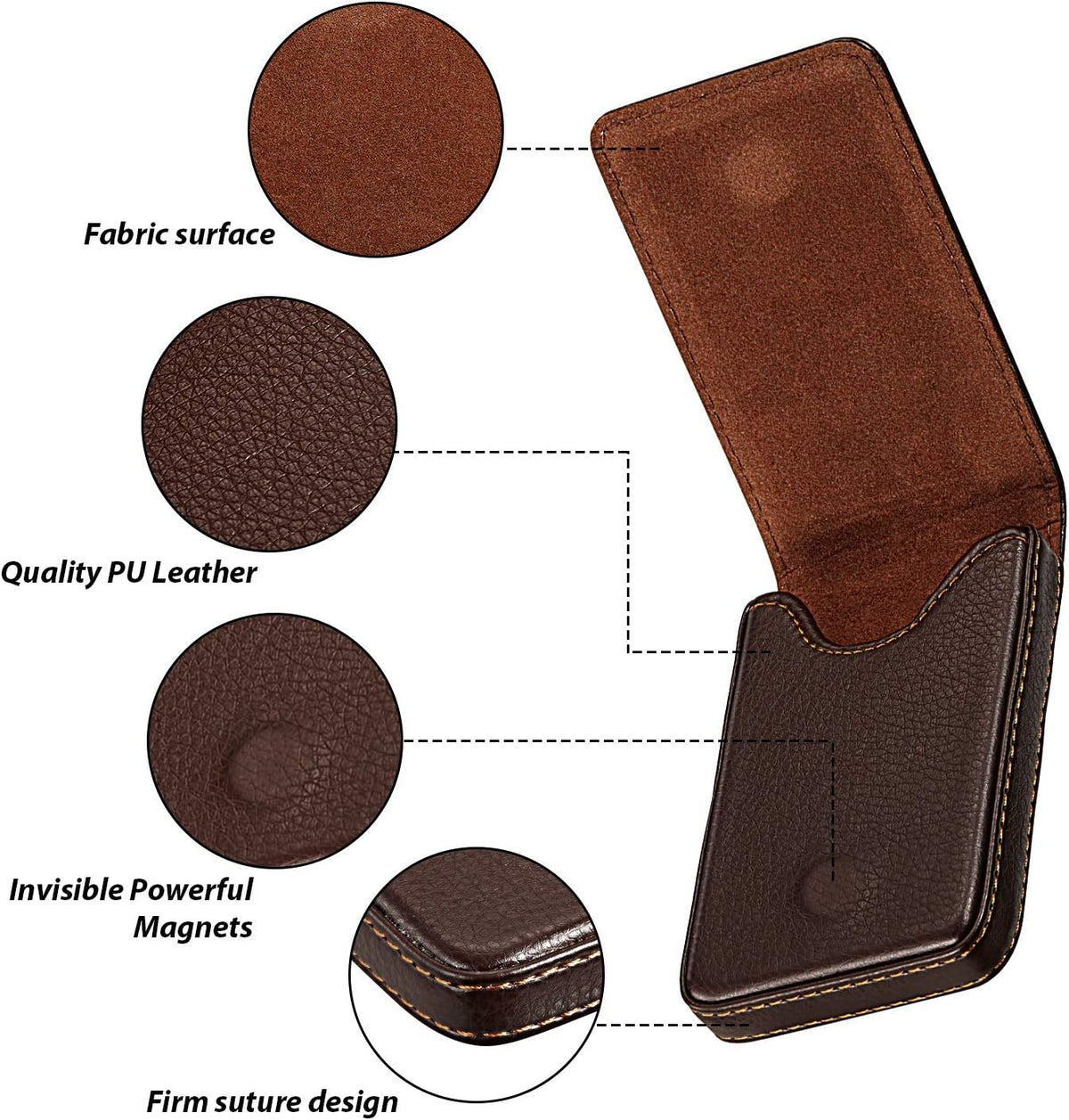 Outus 2 Pcs Business Card Holder Wallet PU,Black and Coffee,Classic