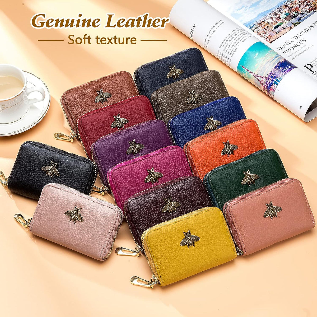 imeetu RFID Credit Card Holder, Small Card Wallet Women, Leather Card Case