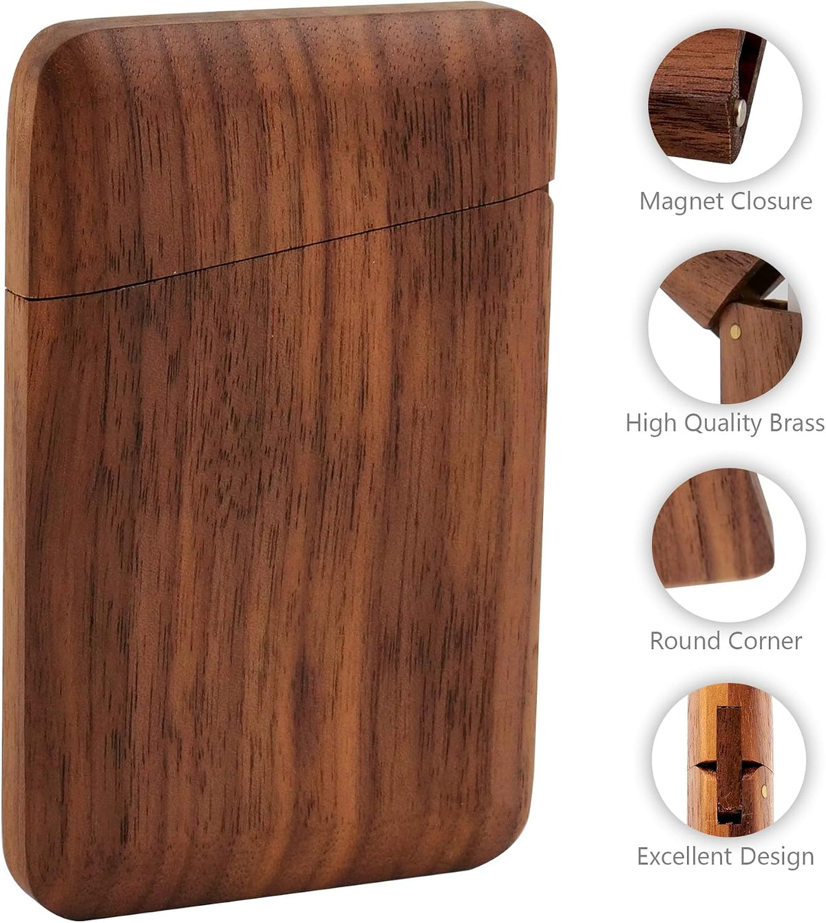 sunking Black Walnut Business Card Holder, Wooden Business Card Case for Men, Premium Executive Business Card Box for Office, Professional Card Holder for Work