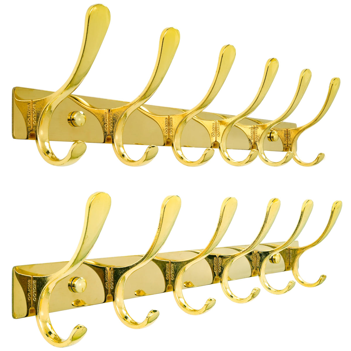 SKOLOO Coat Rack Wall Mounted - 6 Hooks, Heavy Duty, Stainless Steel, Metal Wall Hanger, Sturdy Coat Hooks for Hanging Coats, Jacket, Clothes, Hats - Black
