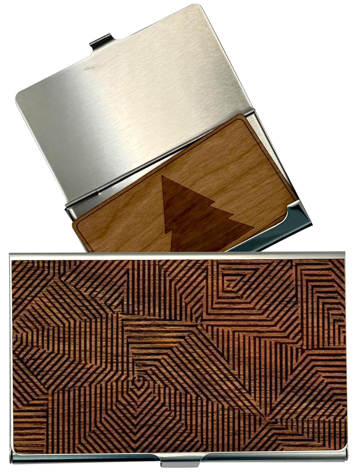 WUDN Handcrafted Business Card Holder Wallet For Men and Women | Holds Up to 20-25 B-Cards or 8-10 Credit Cards | Wooden & Stainless Business Card Case with Buckle Closure, Made in Idaho, USA.