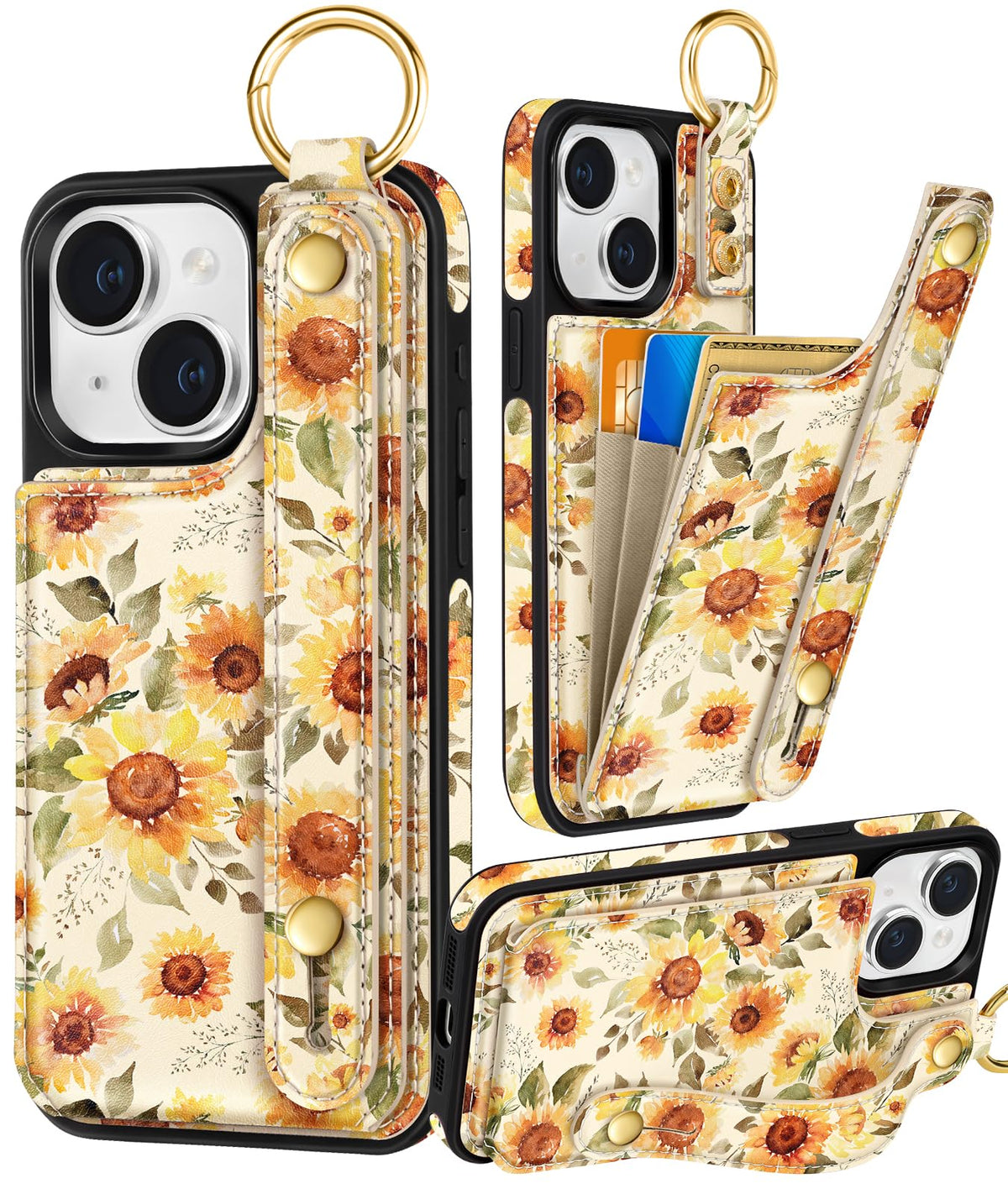 Petitian for iPhone 18 Pro/17 Pro Wallet Case for Women, Vintage Flower