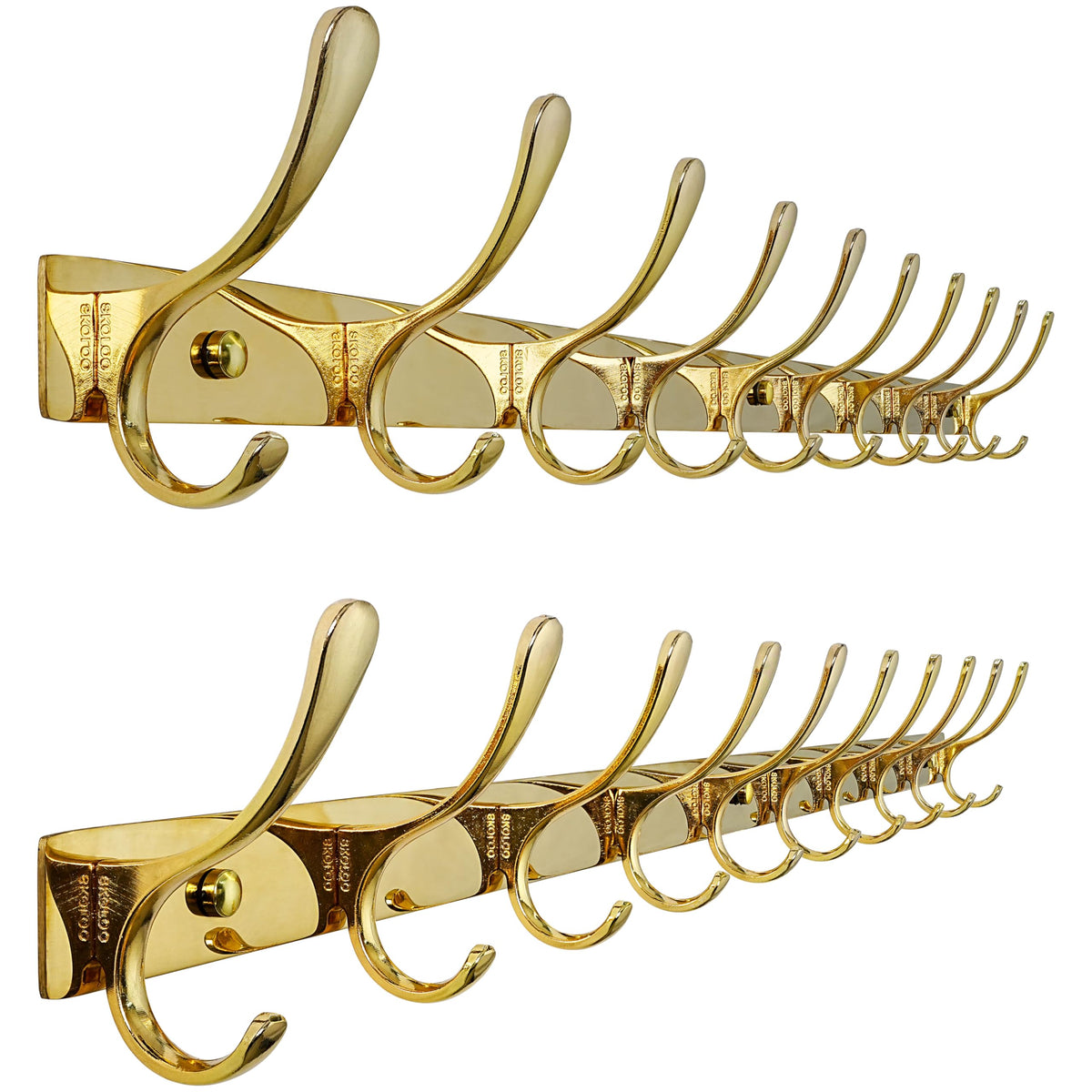 SKOLOO Coat Rack Wall Mounted - 6 Hooks, Heavy Duty, Stainless Steel, Metal Wall Hanger, Sturdy Coat Hooks for Hanging Coats, Jacket, Clothes, Hats - Black