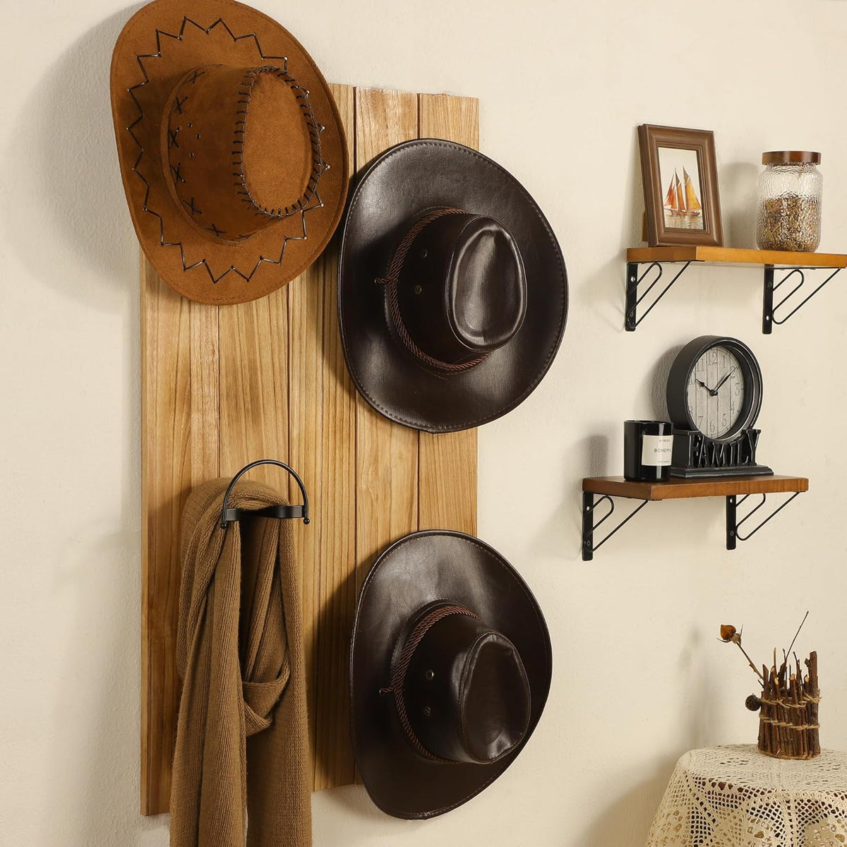 Taozun Cowboy Hat Rack Wall Mount, 4 Pack Curved Hat Holder for Display