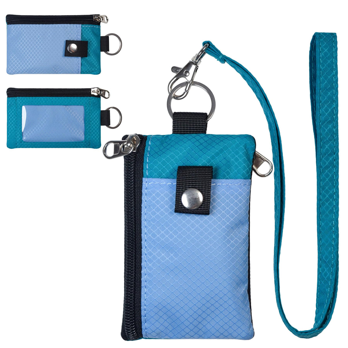 CHENSPRX Minimalist RFID Blocking Small Wallet with ID Window,WaterResistant Zip Id Case Wallet with Lanyard Keychain for Cards,Cash,Travel,Women,Men