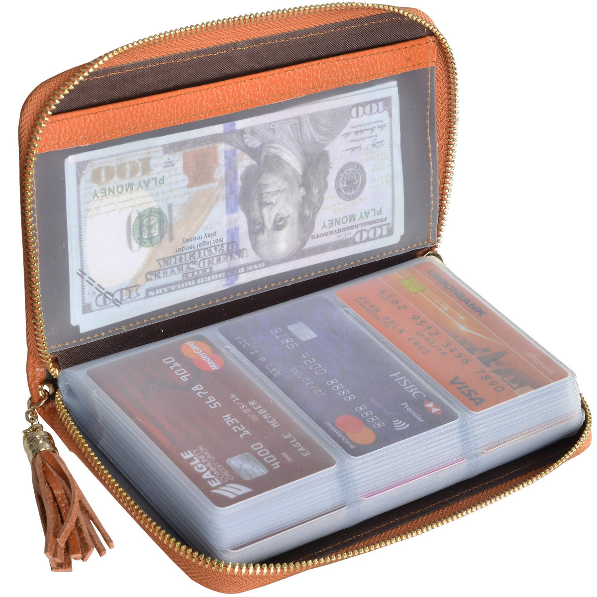 Easyoulife Credit Card Holder Wallet Womens Zipper Leather Case Purse RFID Blocking