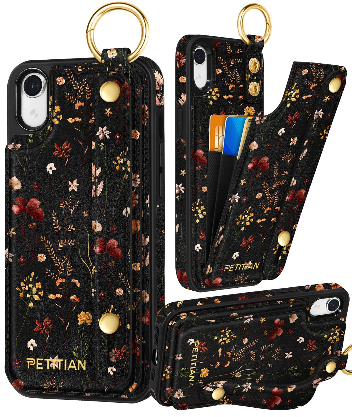 Petitian for iPhone 18 Pro/17 Pro Wallet Case for Women, Vintage Flower