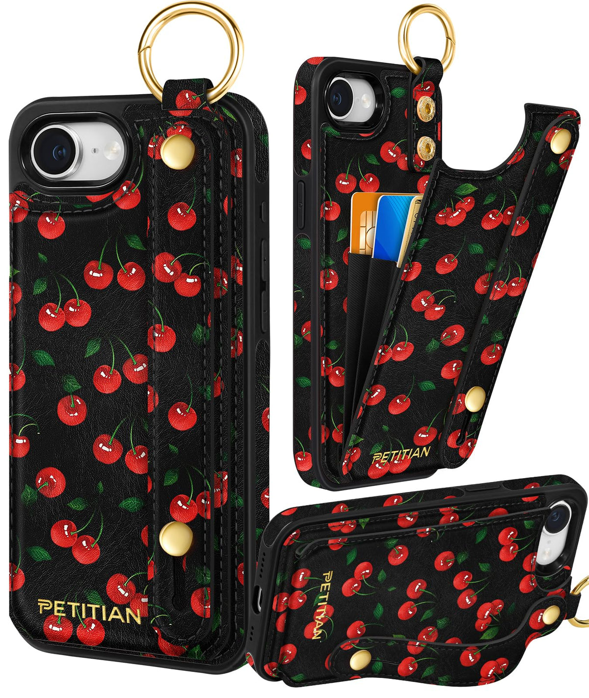 Petitian for iPhone 18 Pro/17 Pro Wallet Case for Women, Vintage Flower