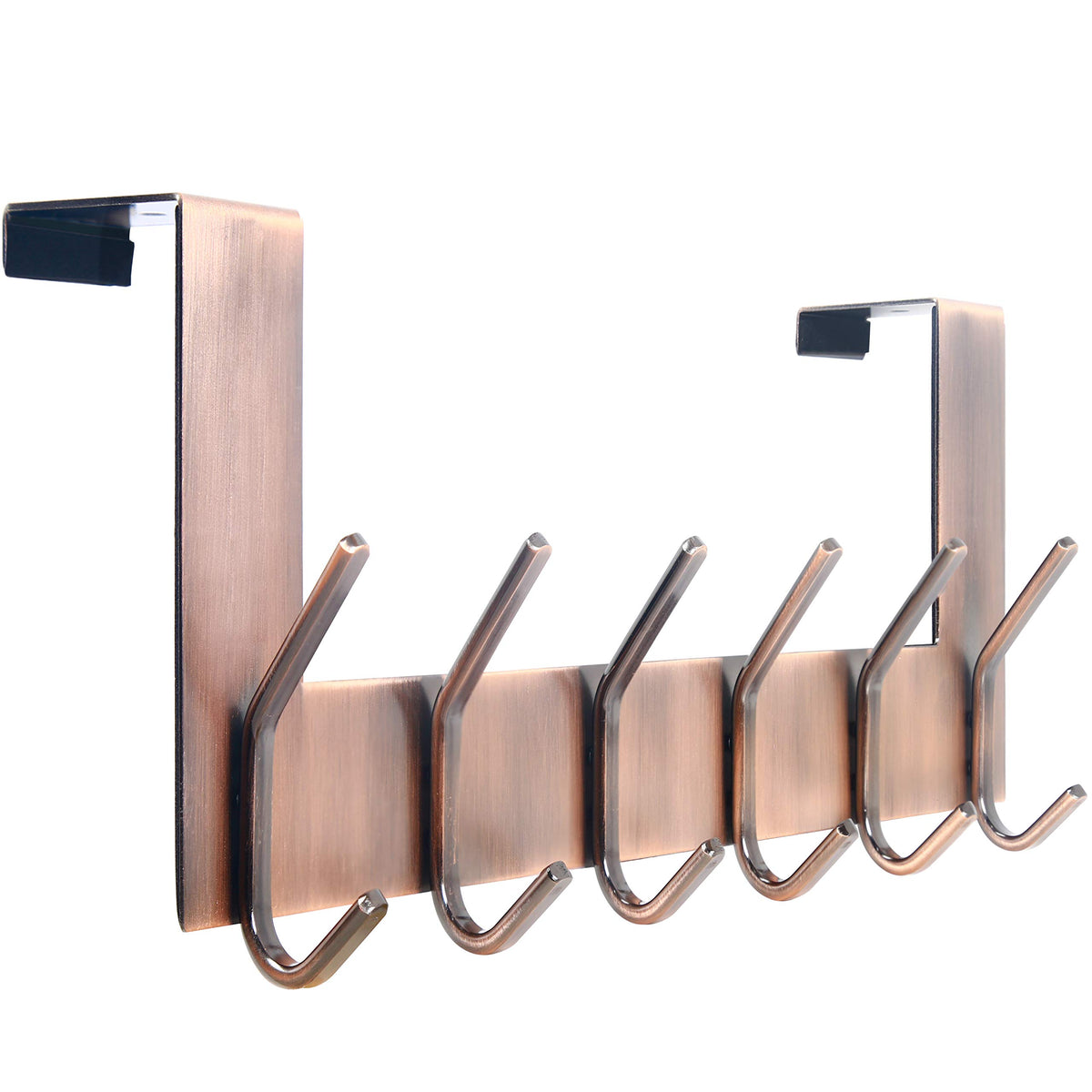 WEBI Over The Door Hooks Door Hanger,Over The Door Towel Rack with 6 Hooks for Hanging,Door Coat Towel Hanger Door Coat Rack,Black