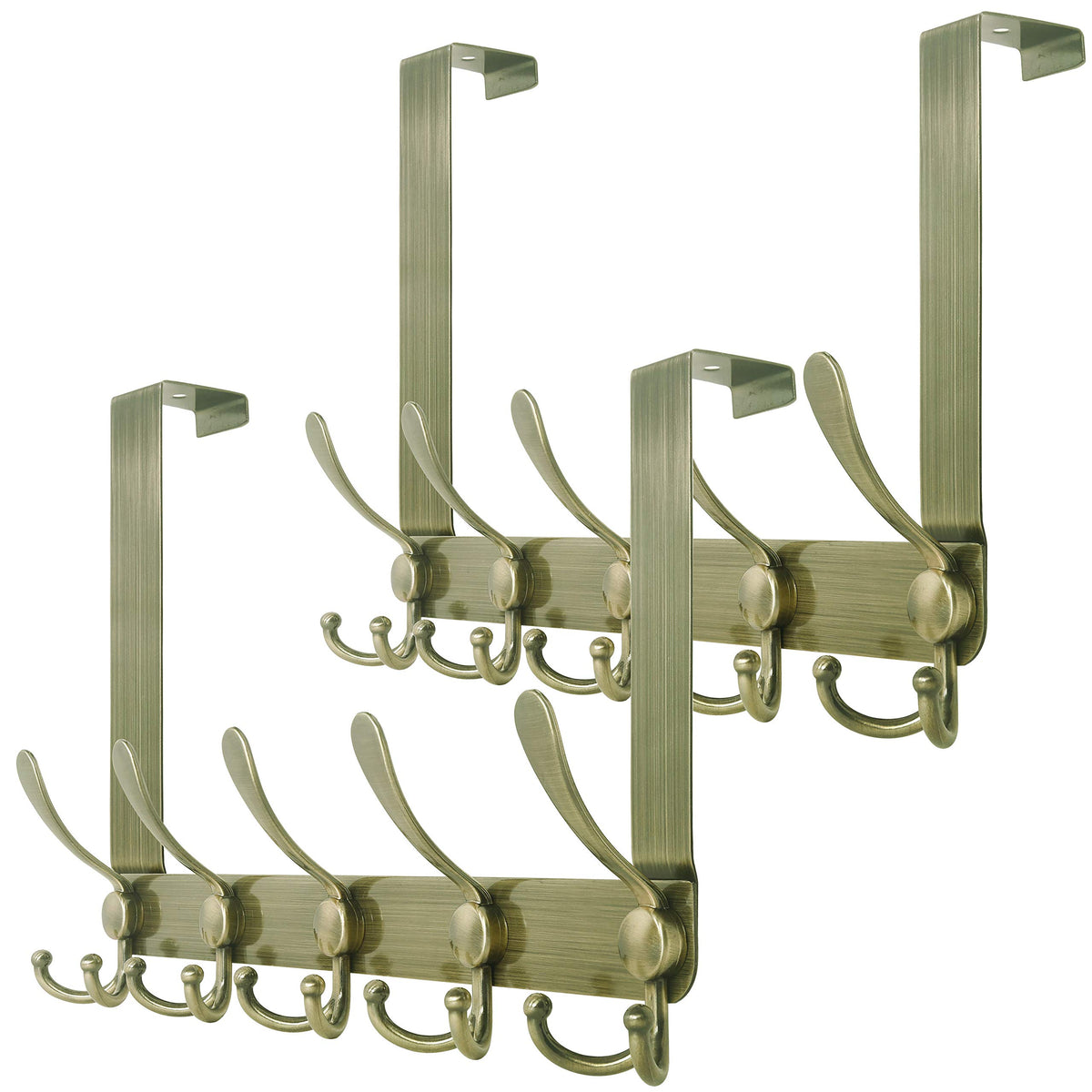 SKOLOO Over The Door Hook - for Doors up to 1-3/4'' Thickness, Metal Door Hanger with 5 Triple Hooks, Black Over The Door Hanger for Coats, Hats, Towels, Assembly Required