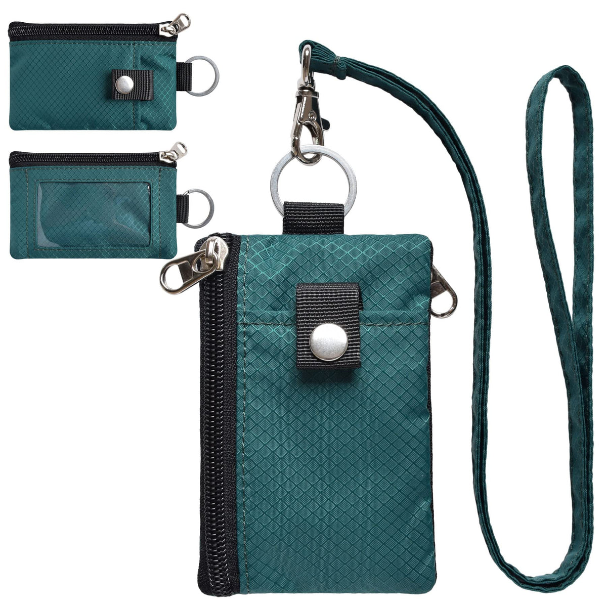 CHENSPRX Minimalist RFID Blocking Small Wallet with ID Window,WaterResistant Zip Id Case Wallet with Lanyard Keychain for Cards,Cash,Travel,Women,Men