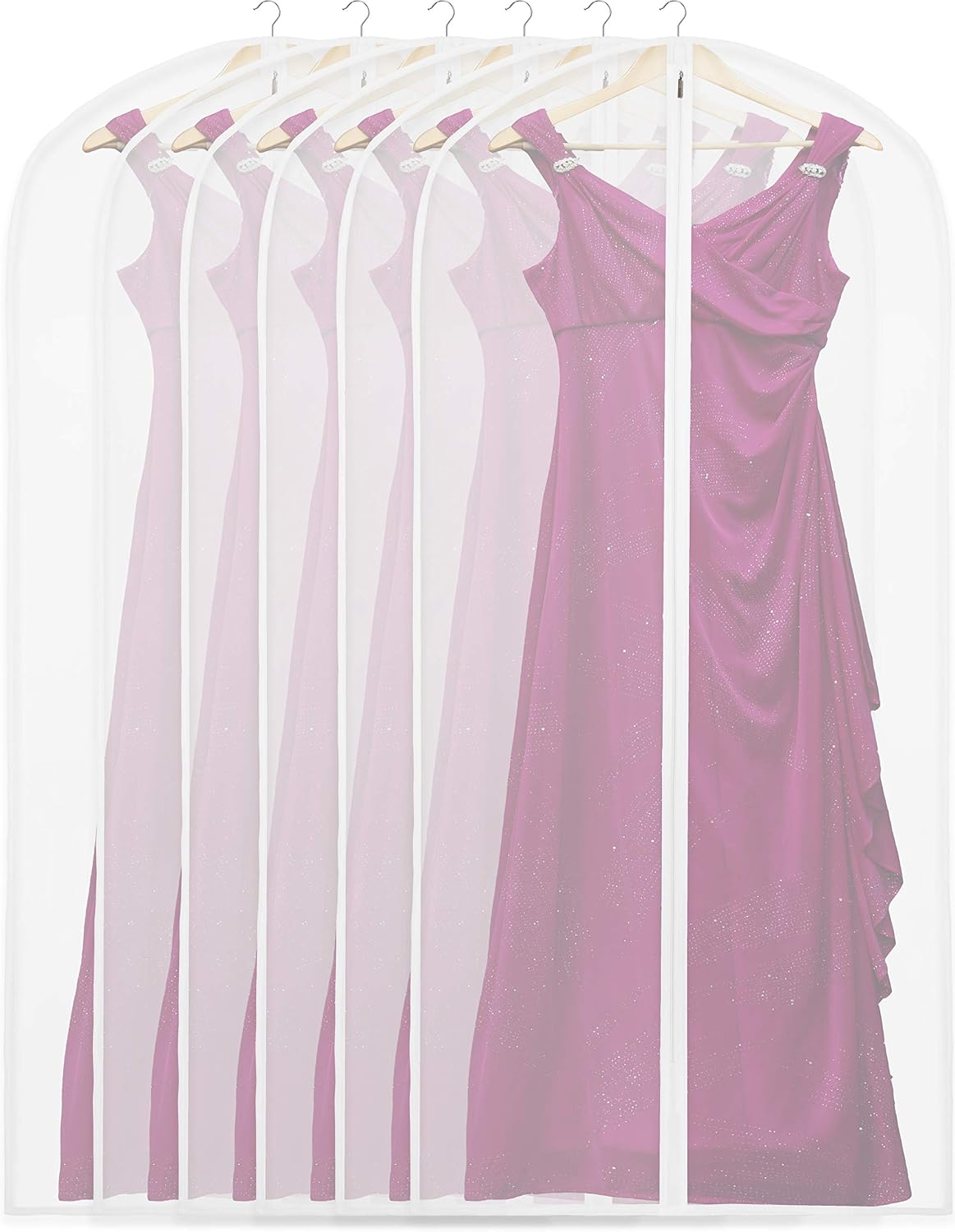 Simple Houseware 50-Inch Translucent Garment Bags with Zipper, 6 Pack