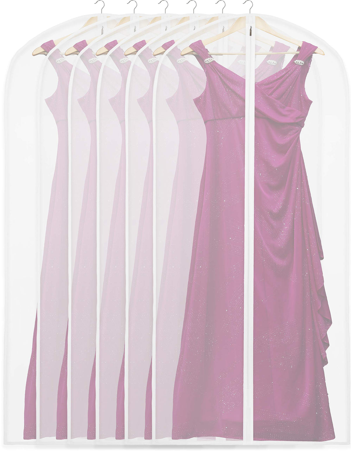 Simple Houseware 50-Inch Translucent Garment Bags with Zipper, 6 Pack
