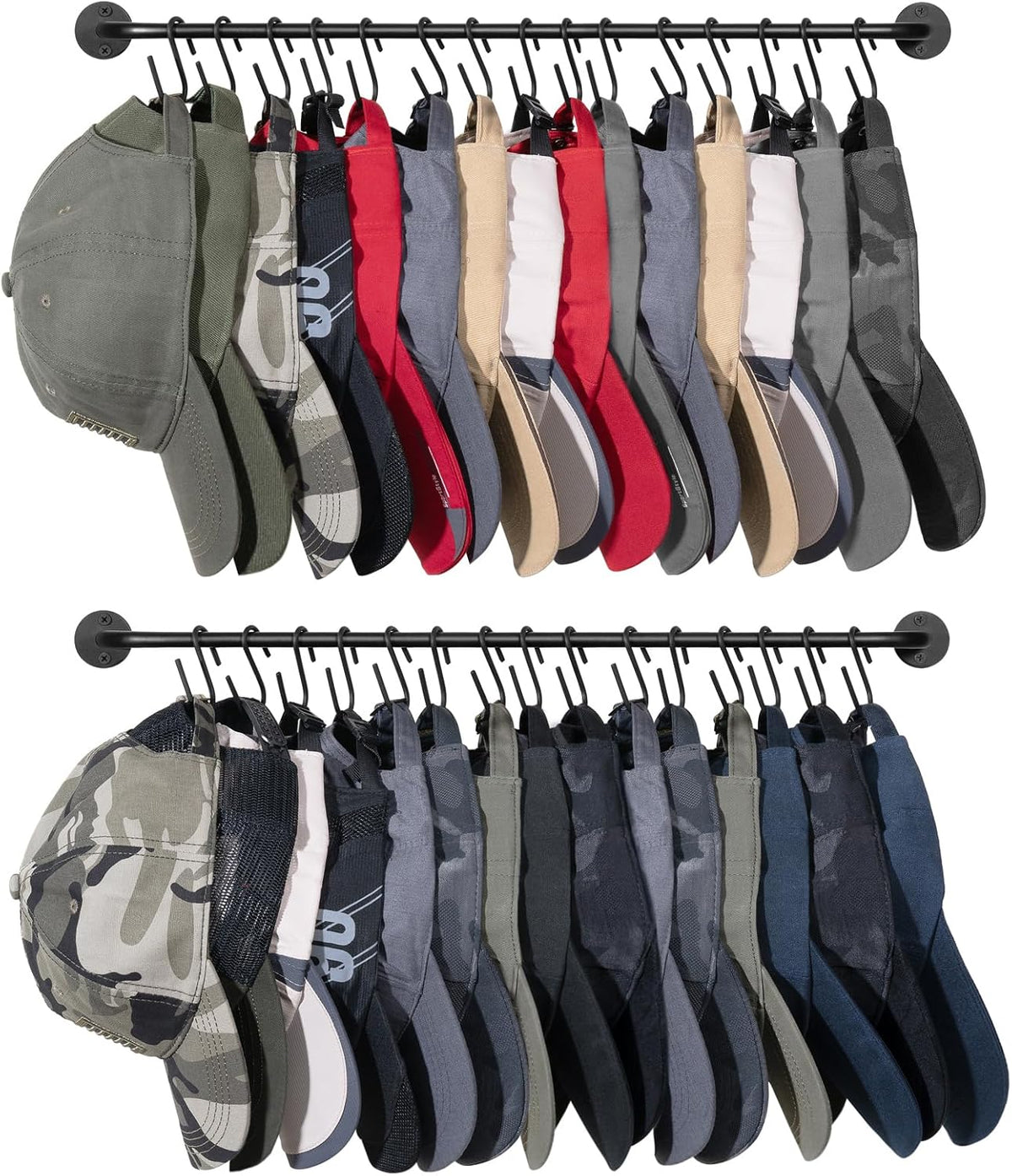 Mkono Hat Organizer Hat Rack for Wall Storage Holder with 30 Hooks Set of 2