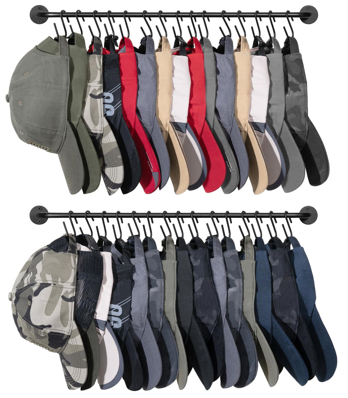 Mkono Hat Organizer Hat Rack for Wall Storage Holder with 30 Hooks Set of 2