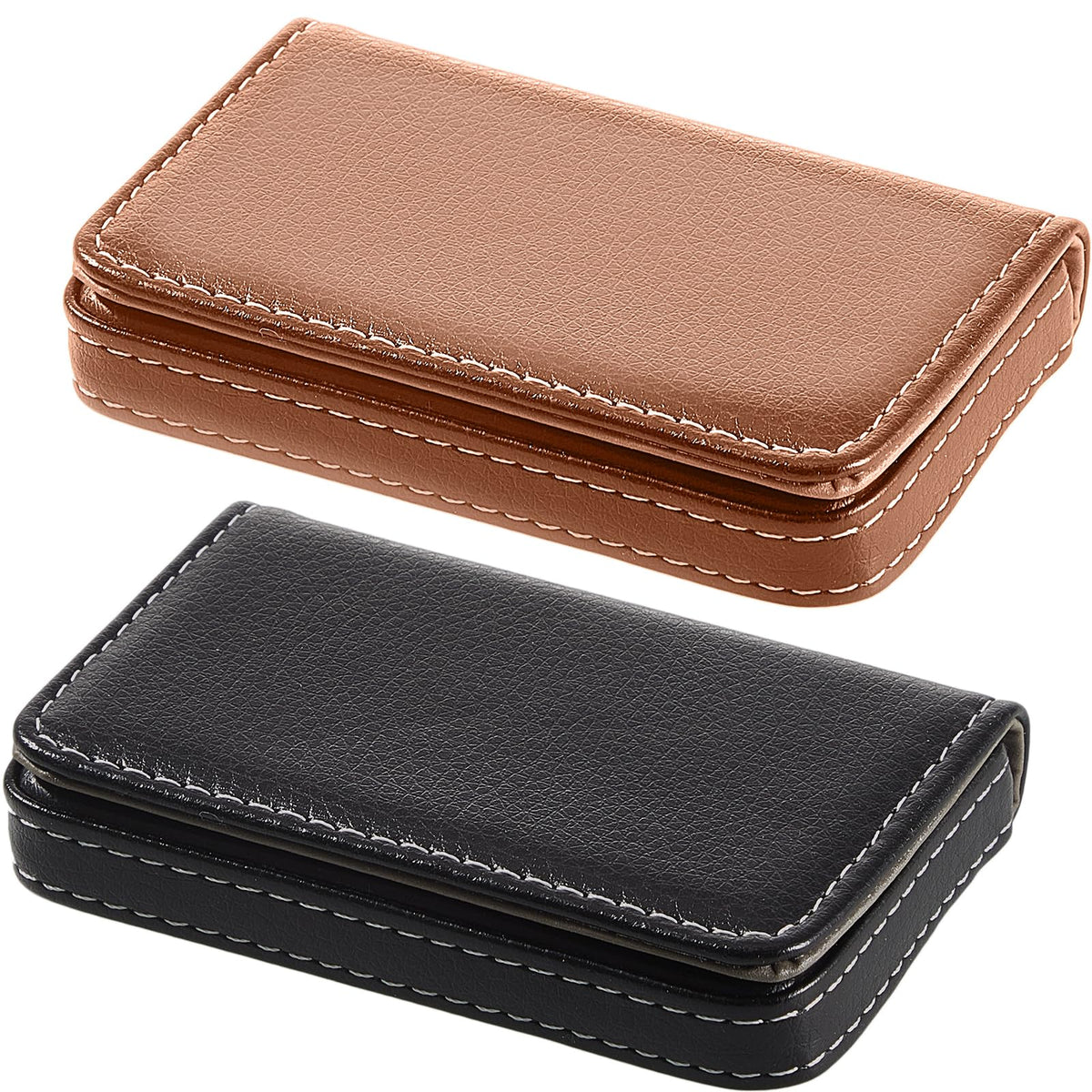 Outus 2 Pcs Business Card Holder PU Leather, Black