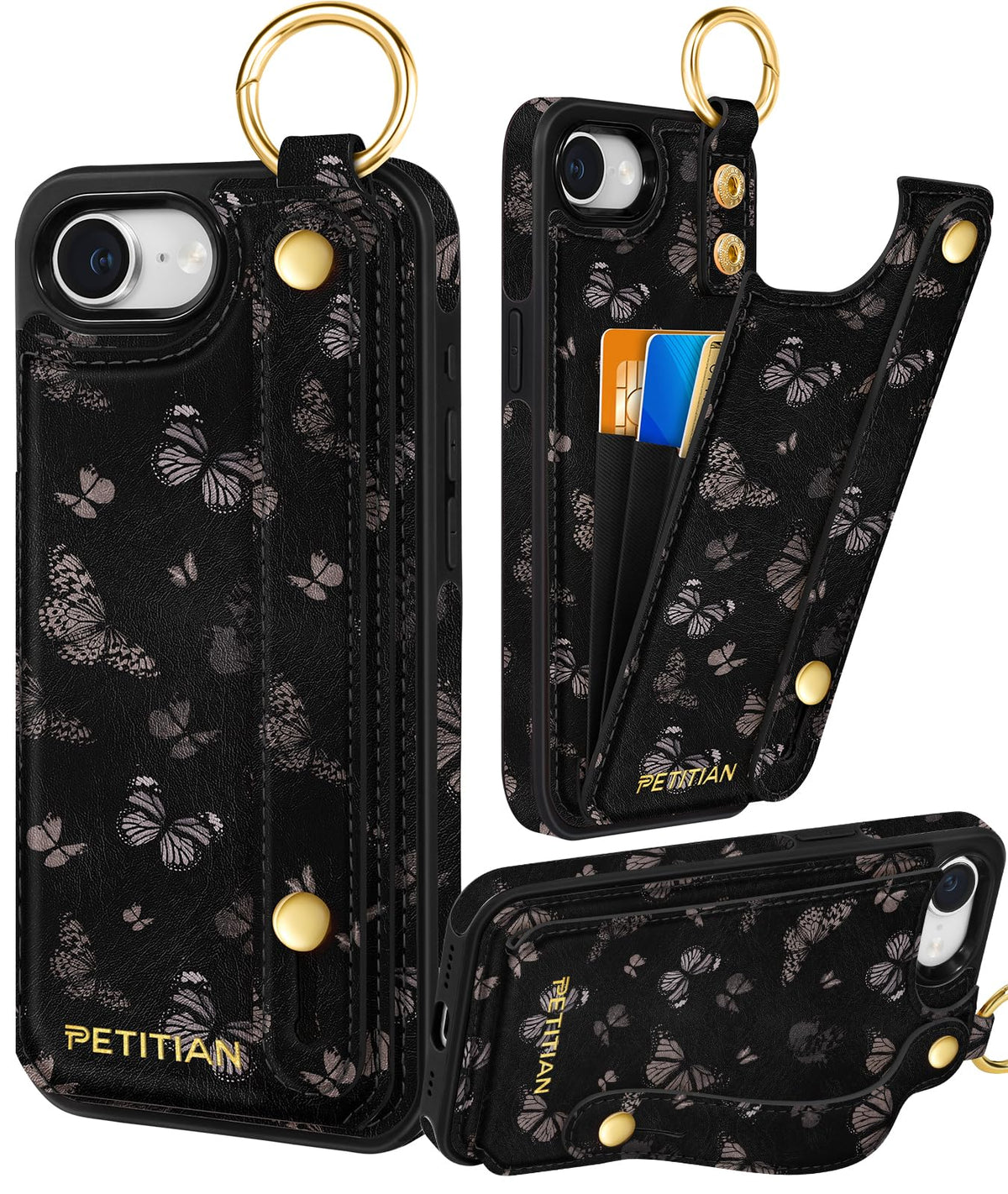 Petitian for iPhone 18 Pro/17 Pro Wallet Case for Women, Vintage Flower