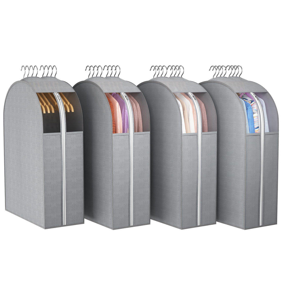 Liuoud Clear Garment Bags for Hanging Clothes 10” Gusseted, 4 Pack, 40”&50”