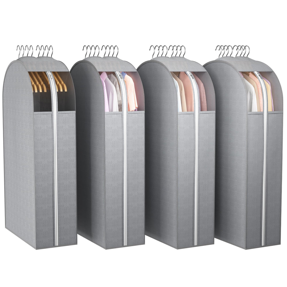 Liuoud Clear Garment Bags for Hanging Clothes 10” Gusseted, 4 Pack, 40”&50”