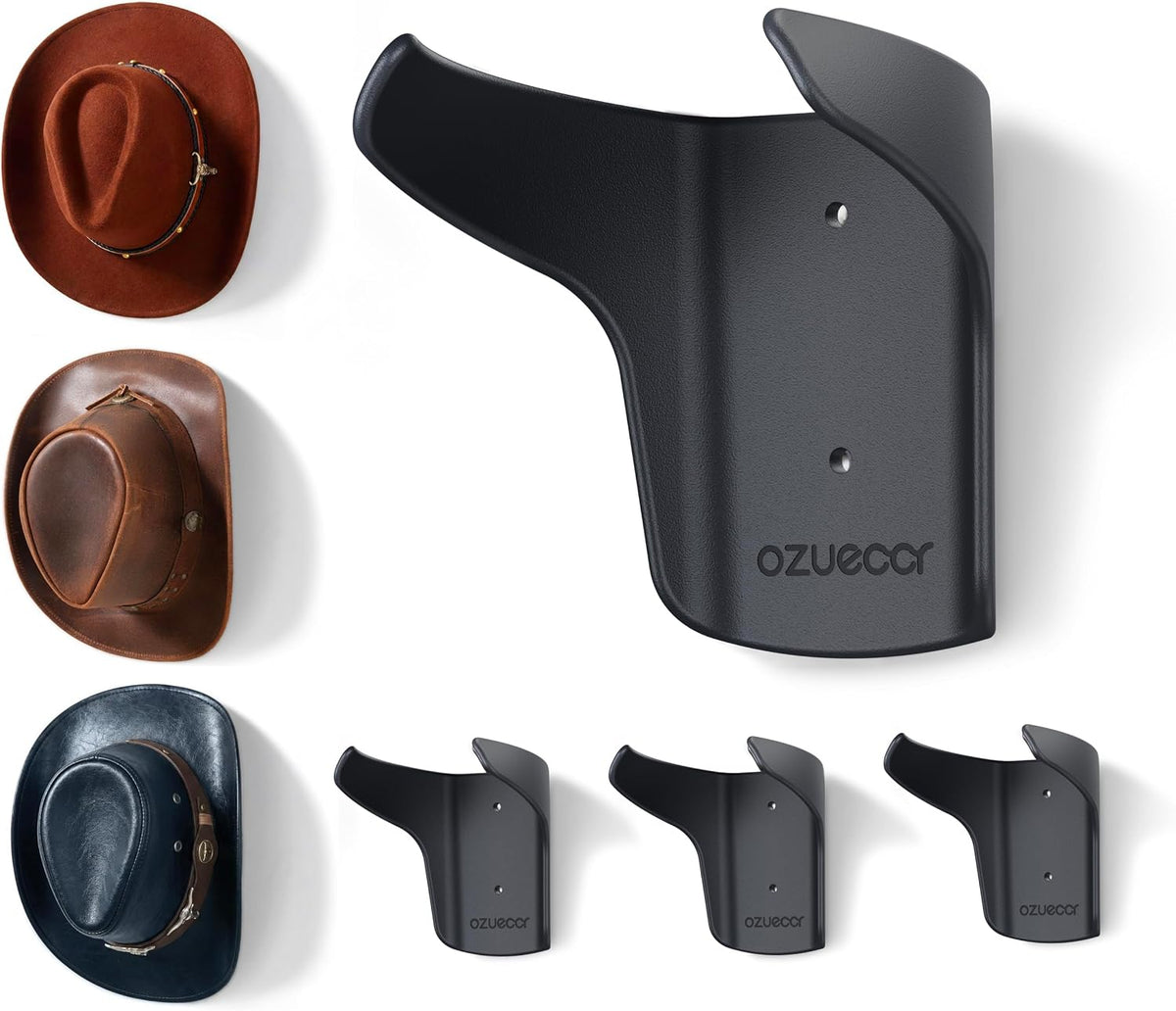Ozueccr Cowboy Hat Rack for Wall, 4 Pack