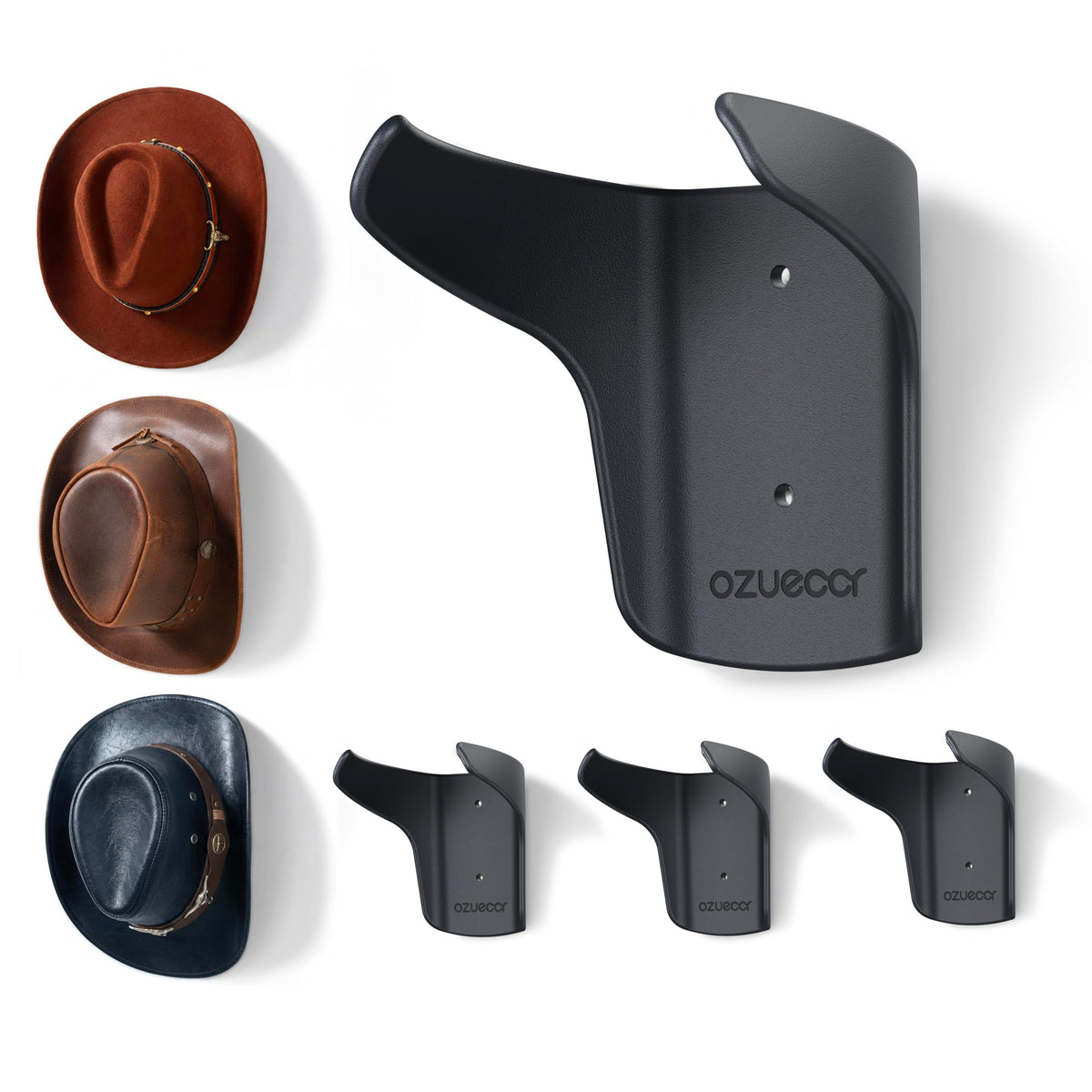 Ozueccr Cowboy Hat Rack for Wall, 4 Pack